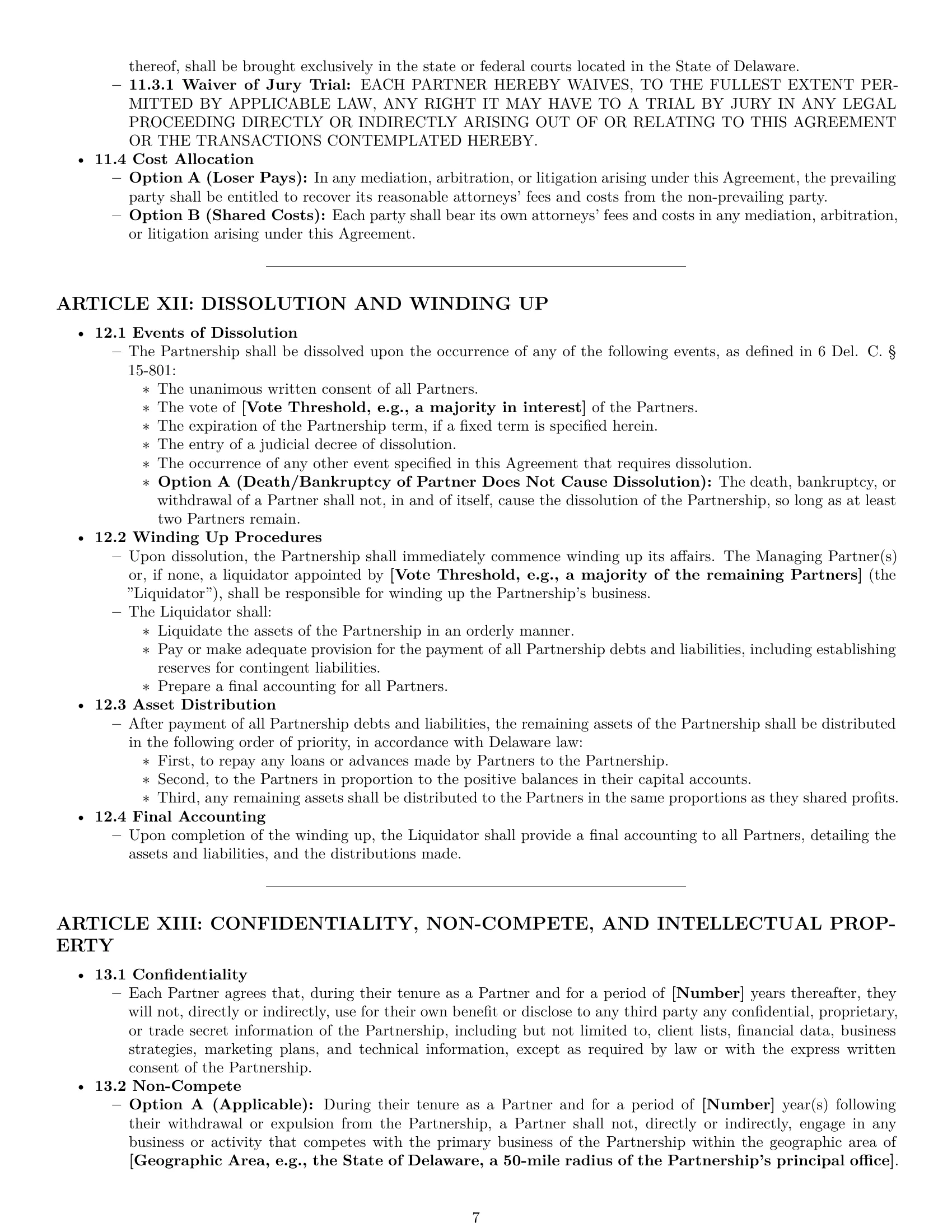 Preview page 7 of Pro Delaware limited liability partnership agreement template