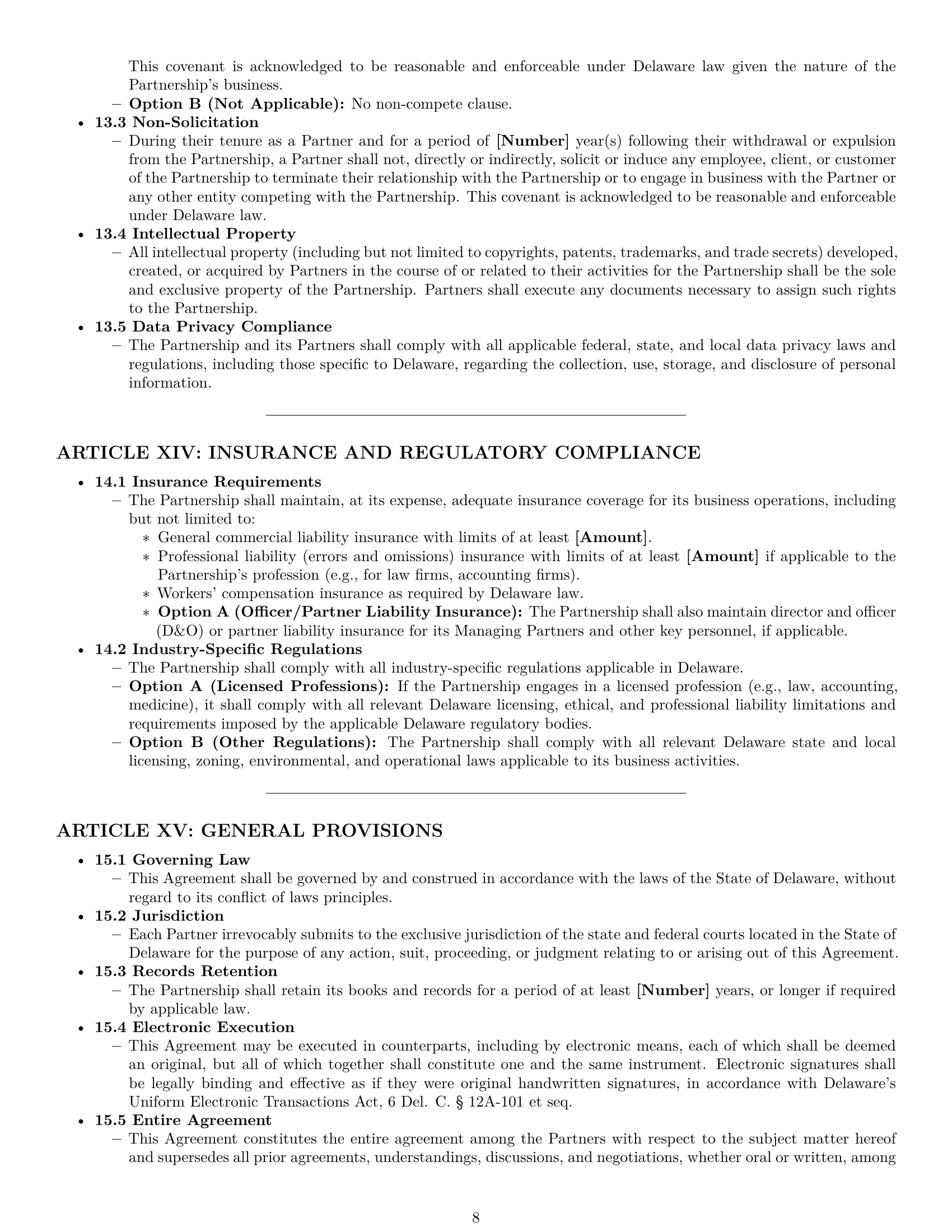 Preview page 8 of Pro Delaware limited liability partnership agreement template
