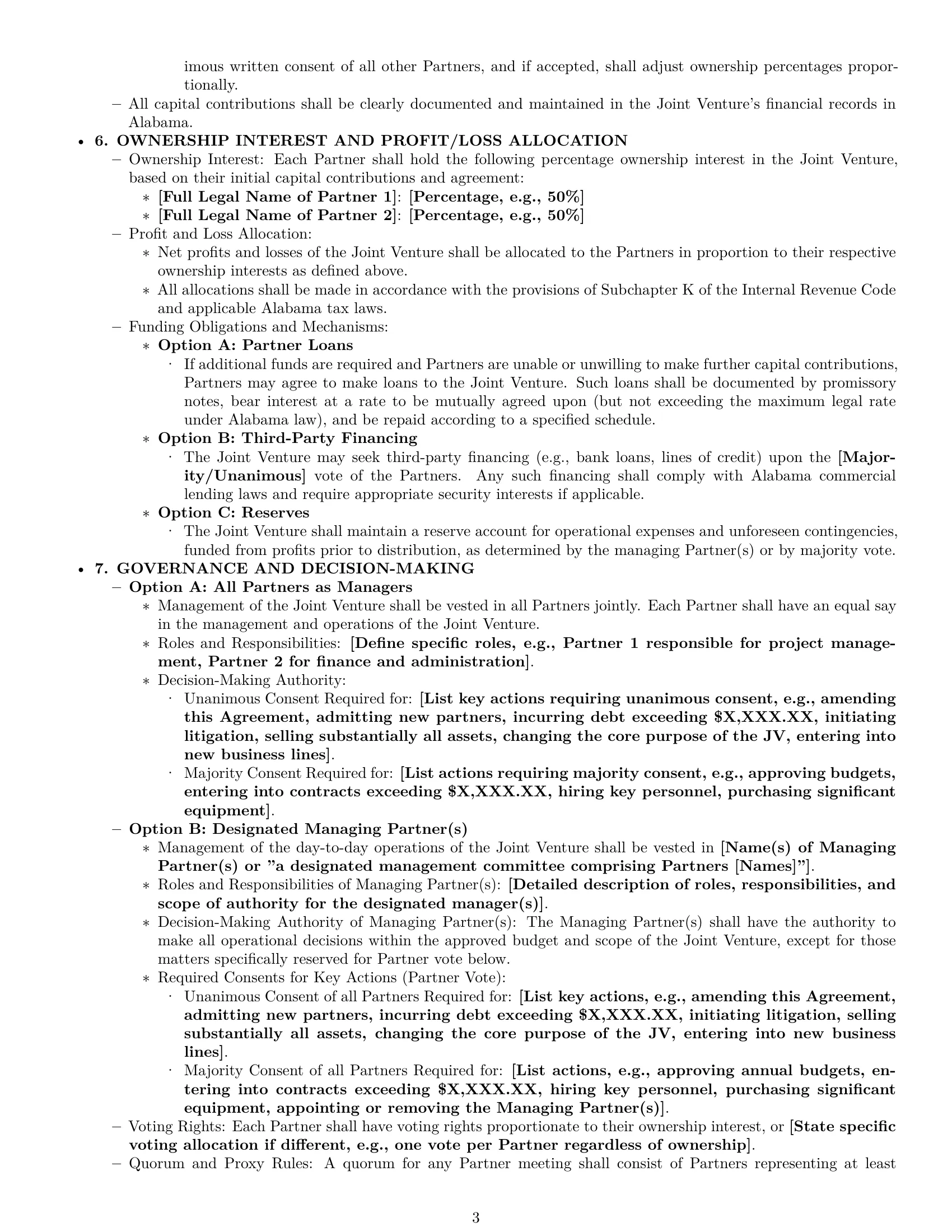 Preview page 3 of Pro Alabama joint venture agreement template