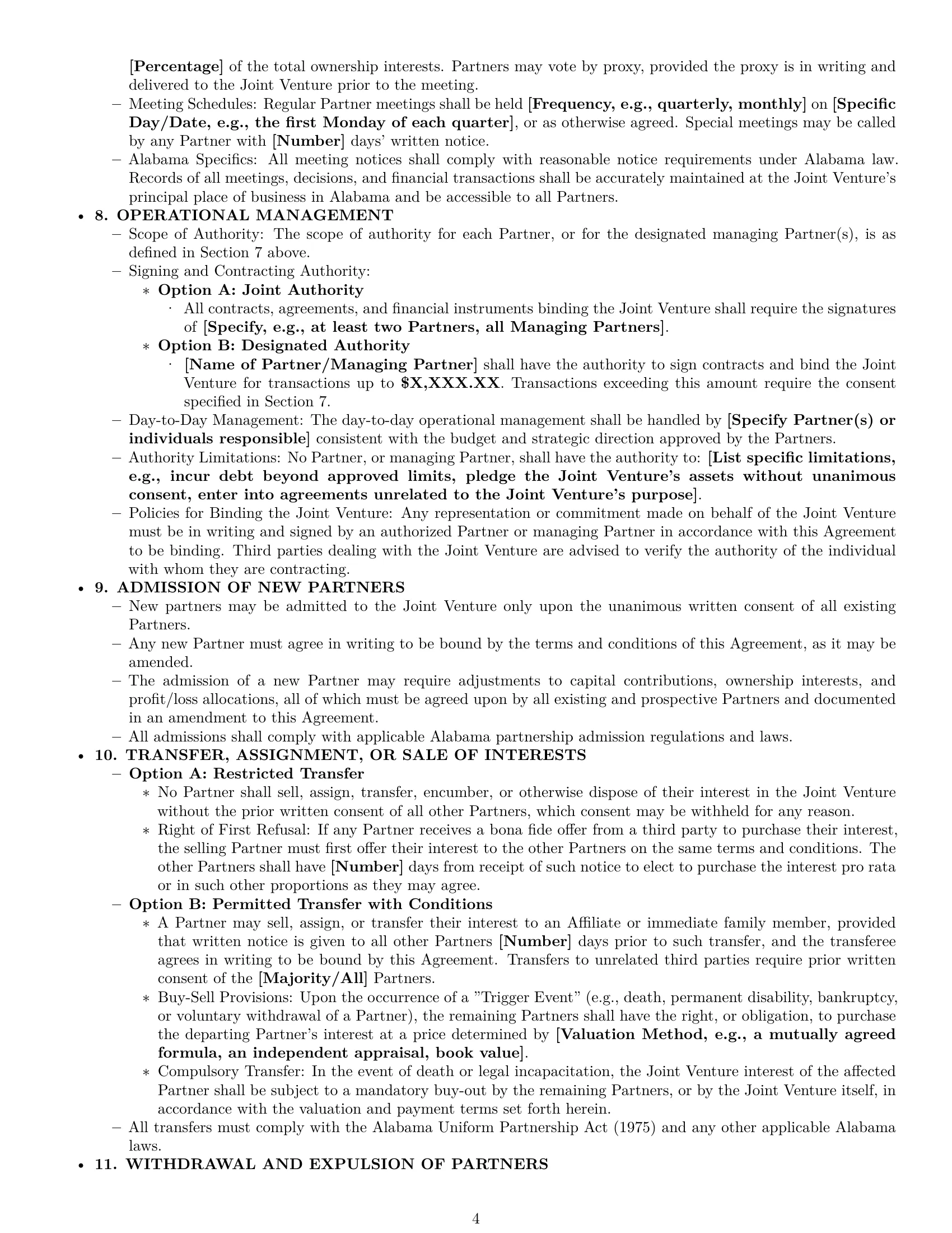 Preview page 4 of Pro Alabama joint venture agreement template