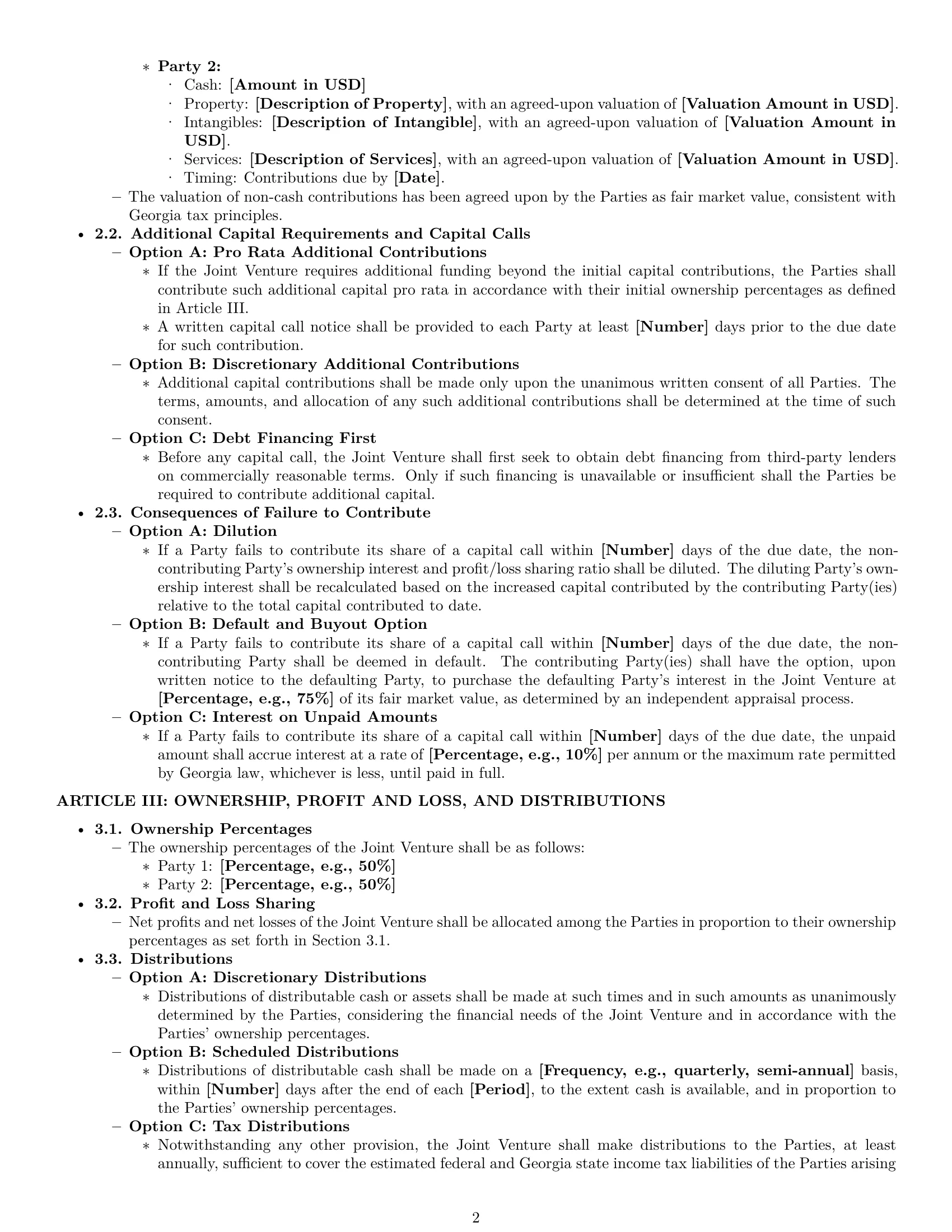Preview page 2 of Pro Georgia joint venture agreement template