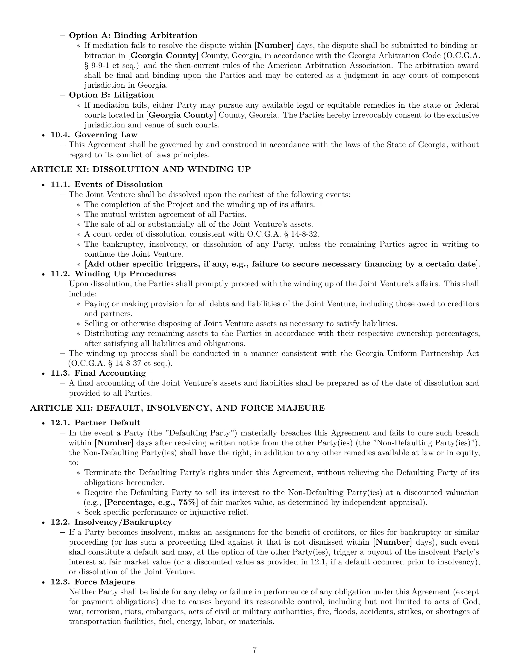 Preview page 7 of Pro Georgia joint venture agreement template
