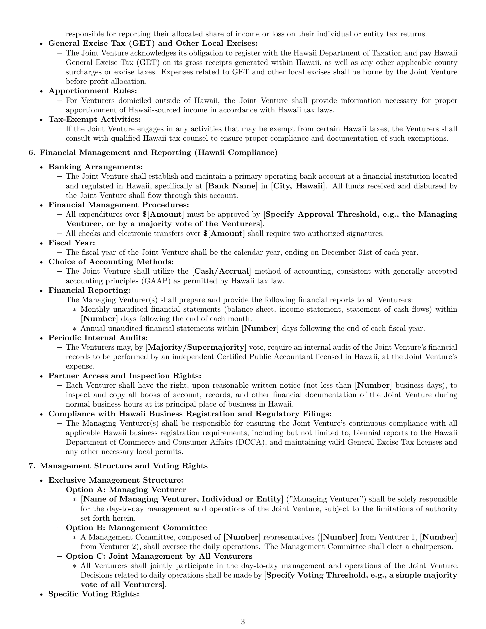 Preview page 3 of Pro Hawaii joint venture agreement template