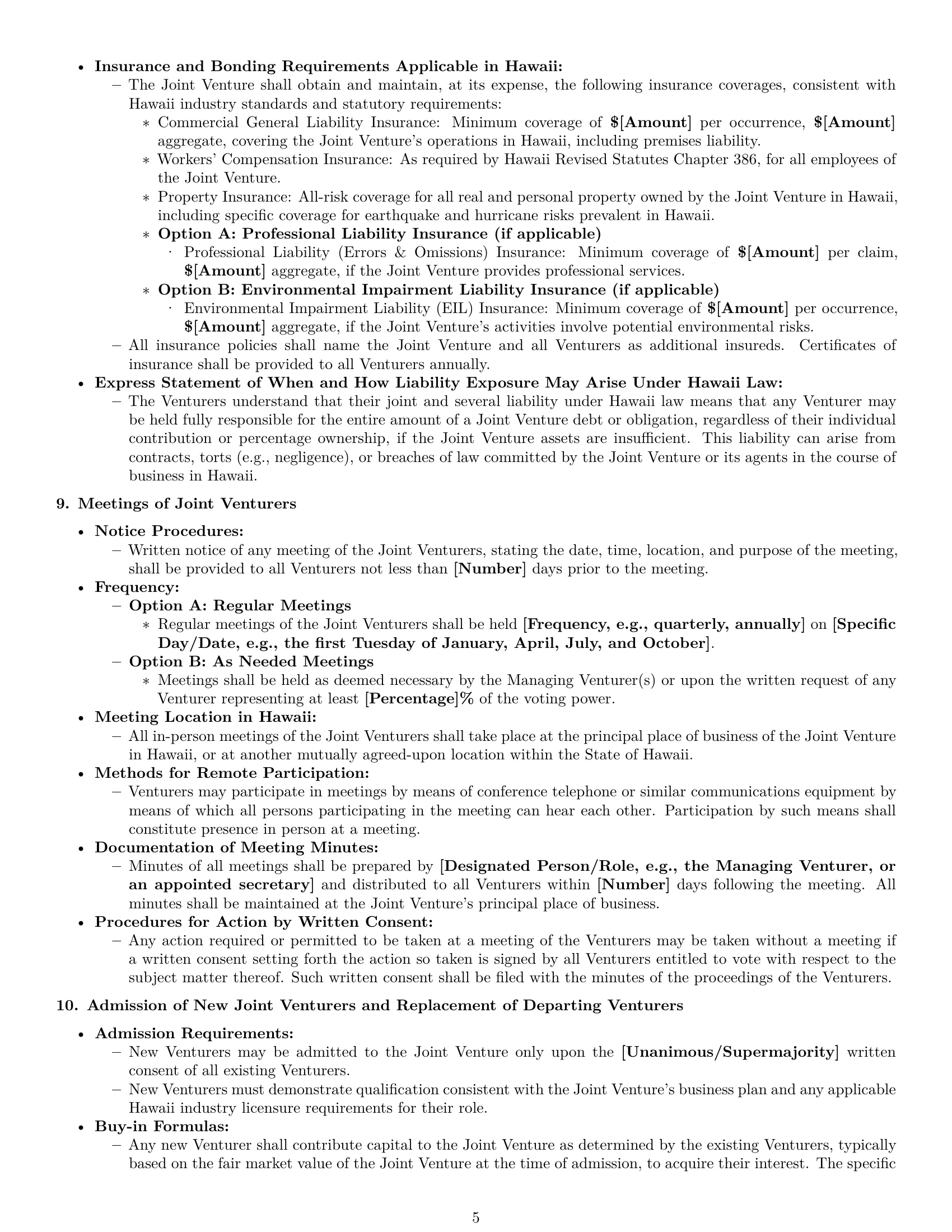 Preview page 5 of Pro Hawaii joint venture agreement template