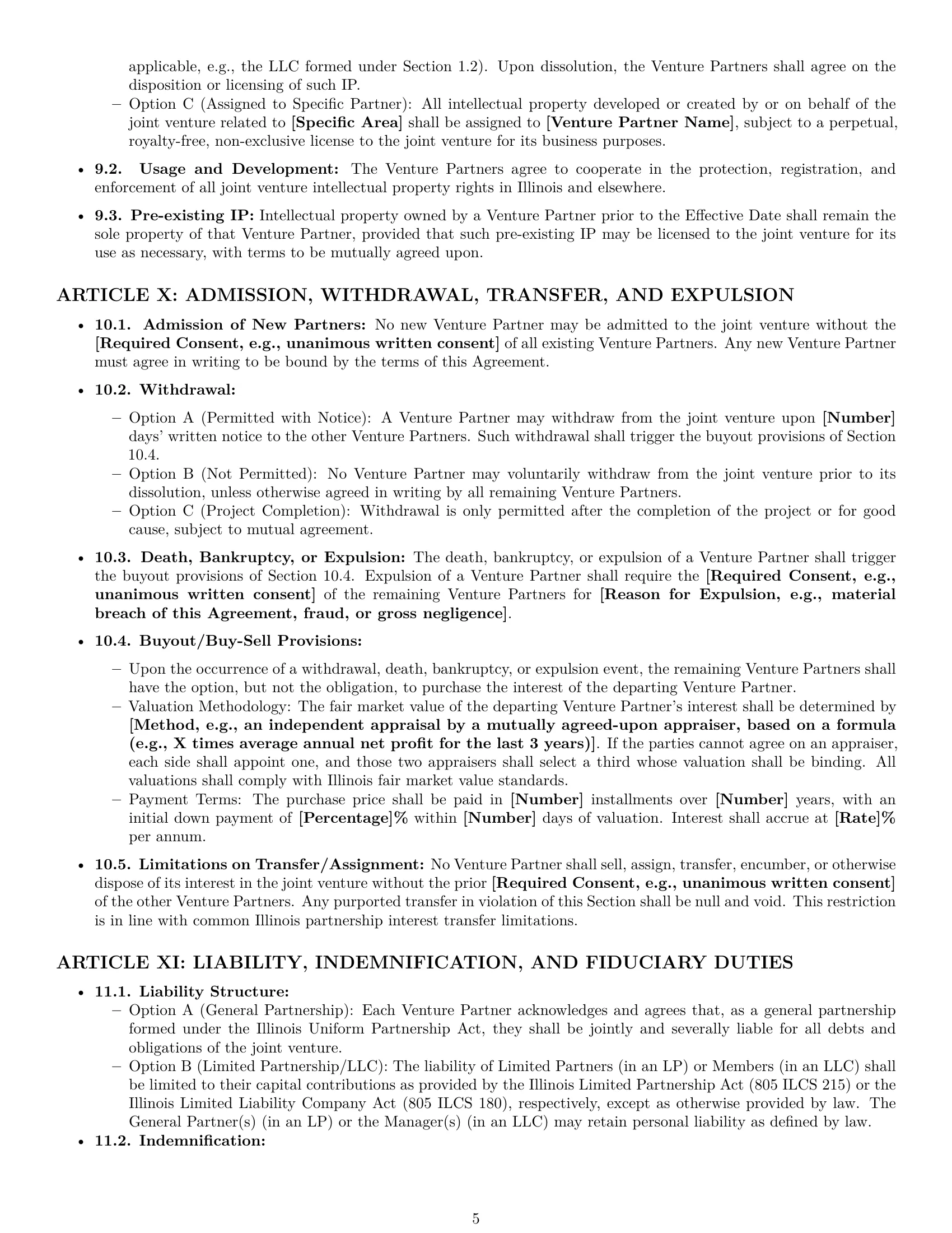Preview page 5 of Pro Illinois joint venture agreement template