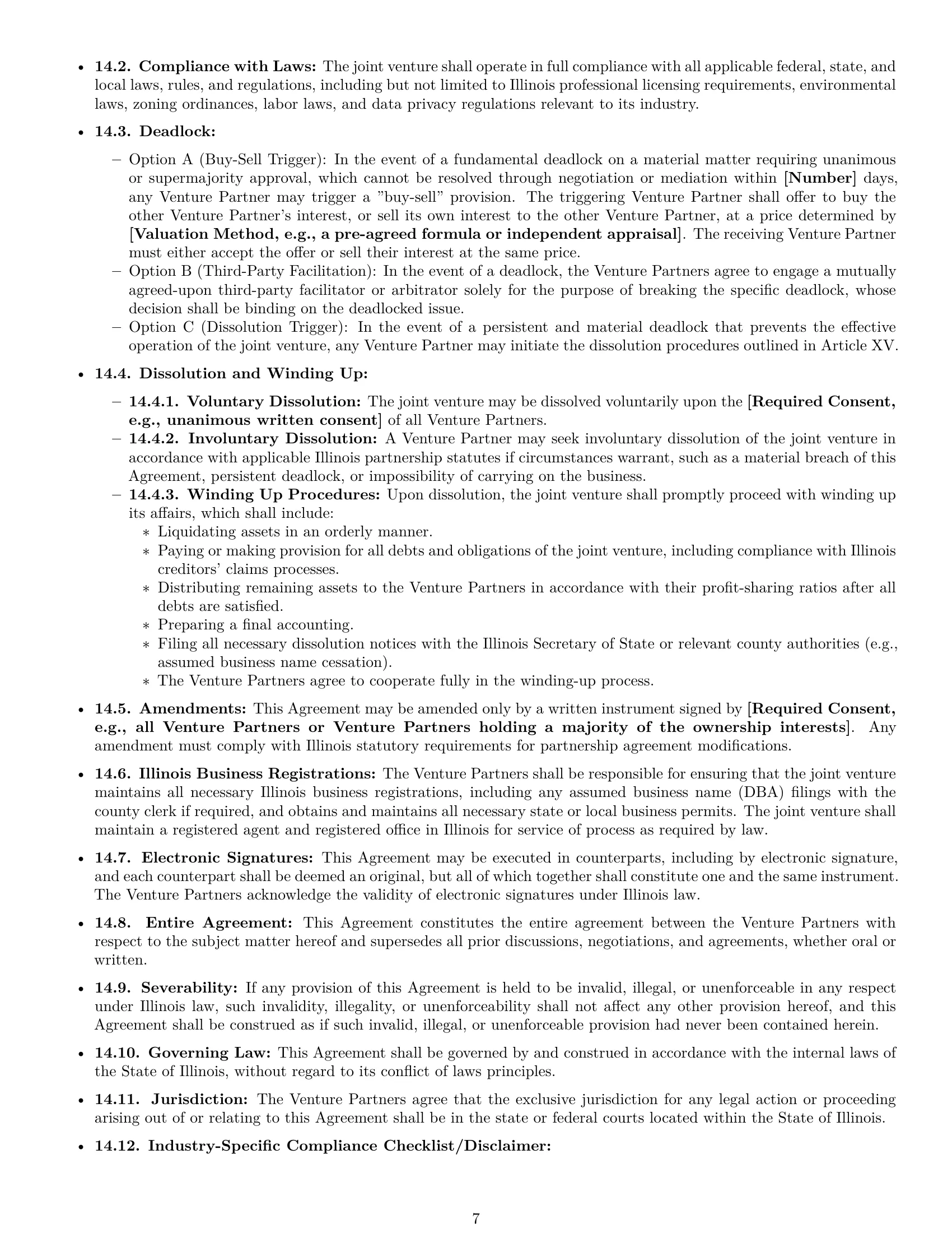 Preview page 7 of Pro Illinois joint venture agreement template