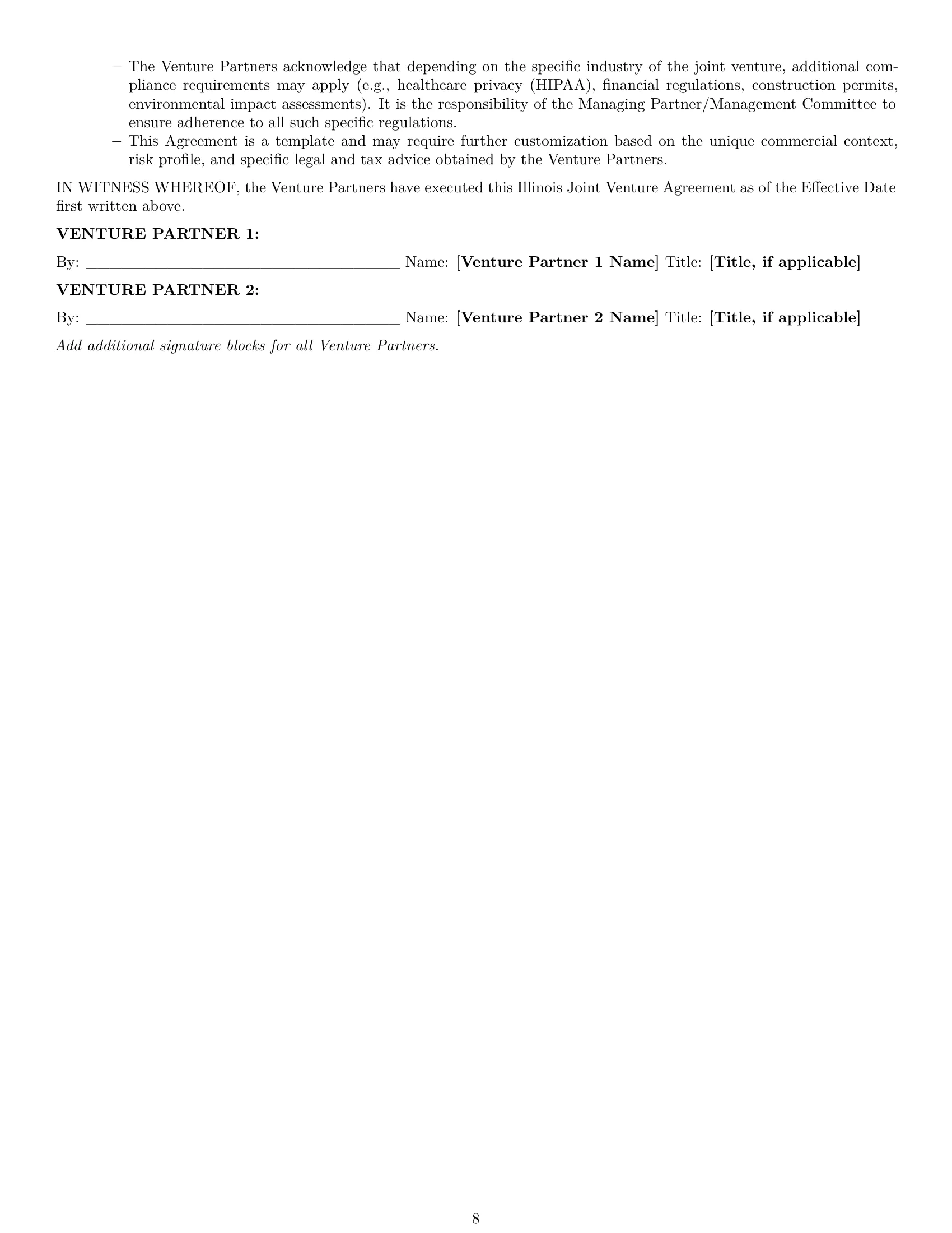 Preview page 8 of Pro Illinois joint venture agreement template