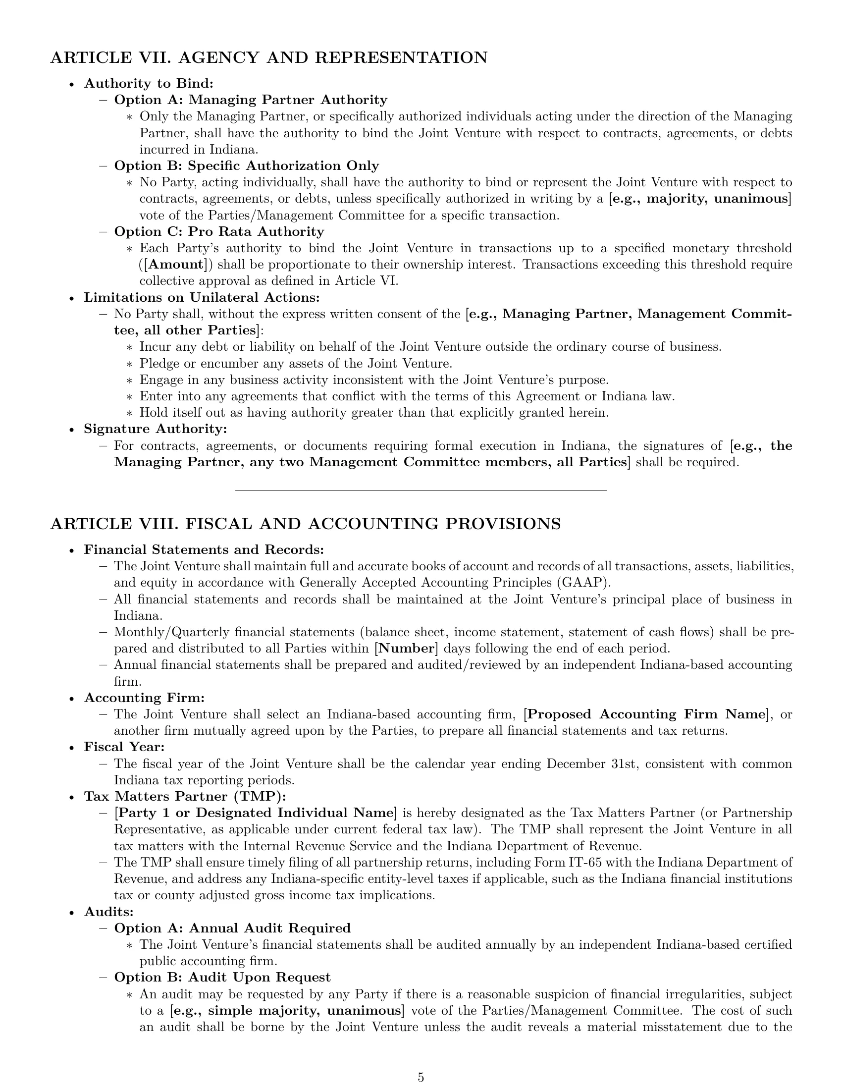 Preview page 5 of Pro Indiana joint venture agreement template