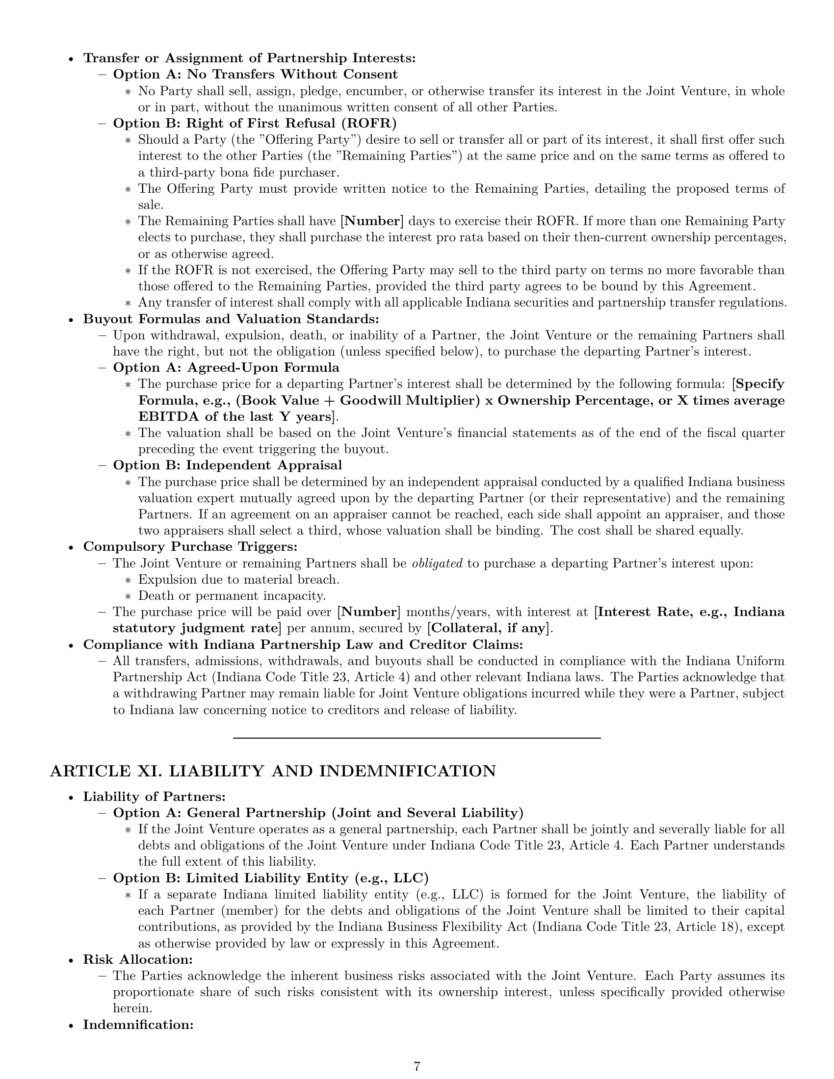 Preview page 7 of Pro Indiana joint venture agreement template