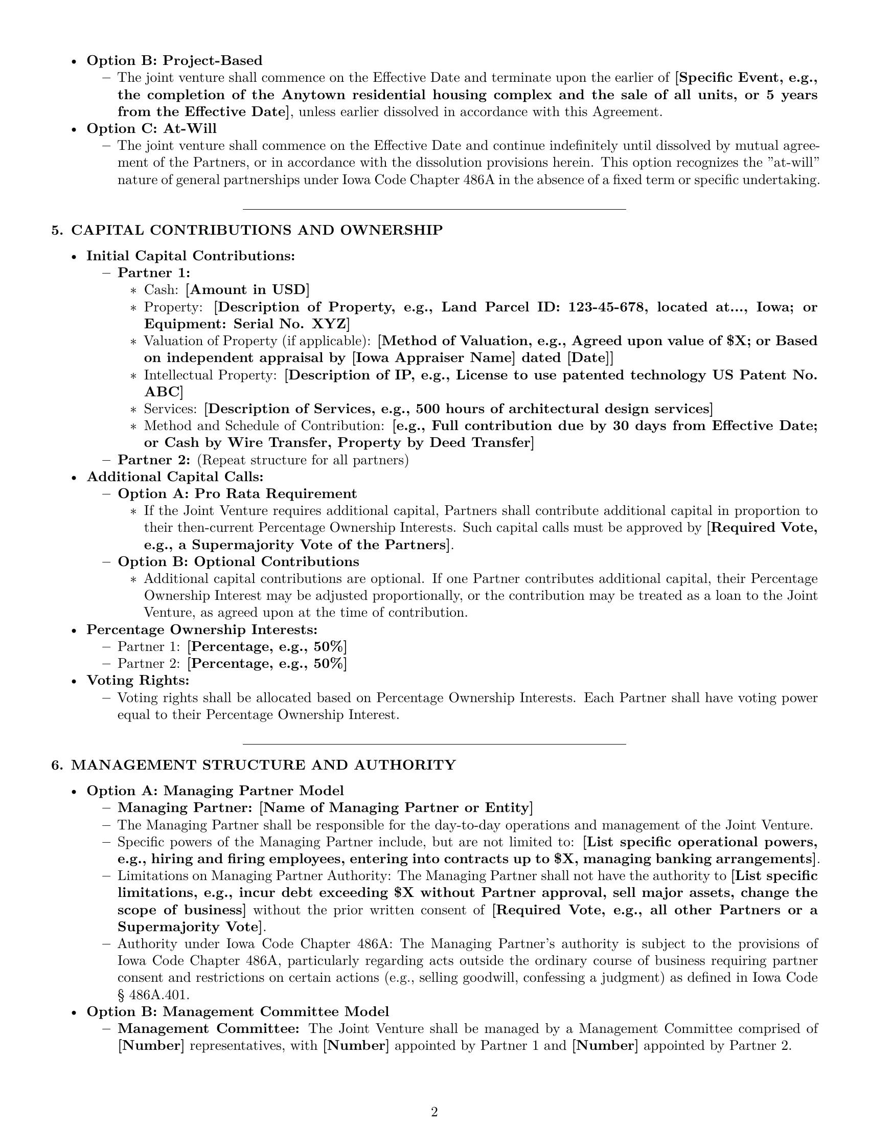 Preview page 2 of Pro Iowa joint venture agreement template