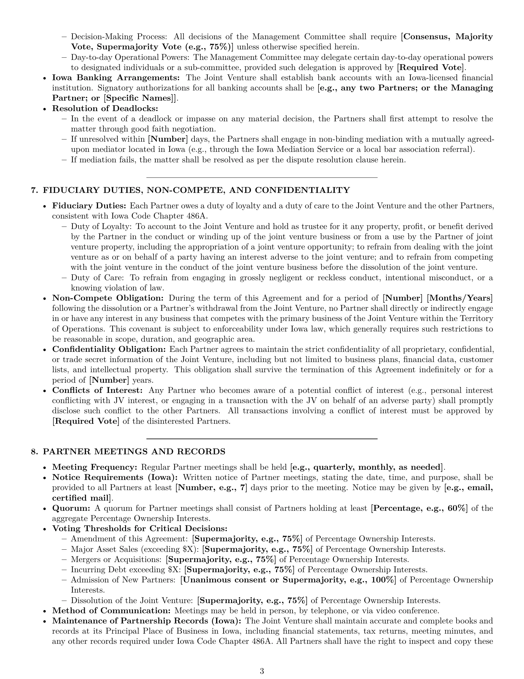 Preview page 3 of Pro Iowa joint venture agreement template