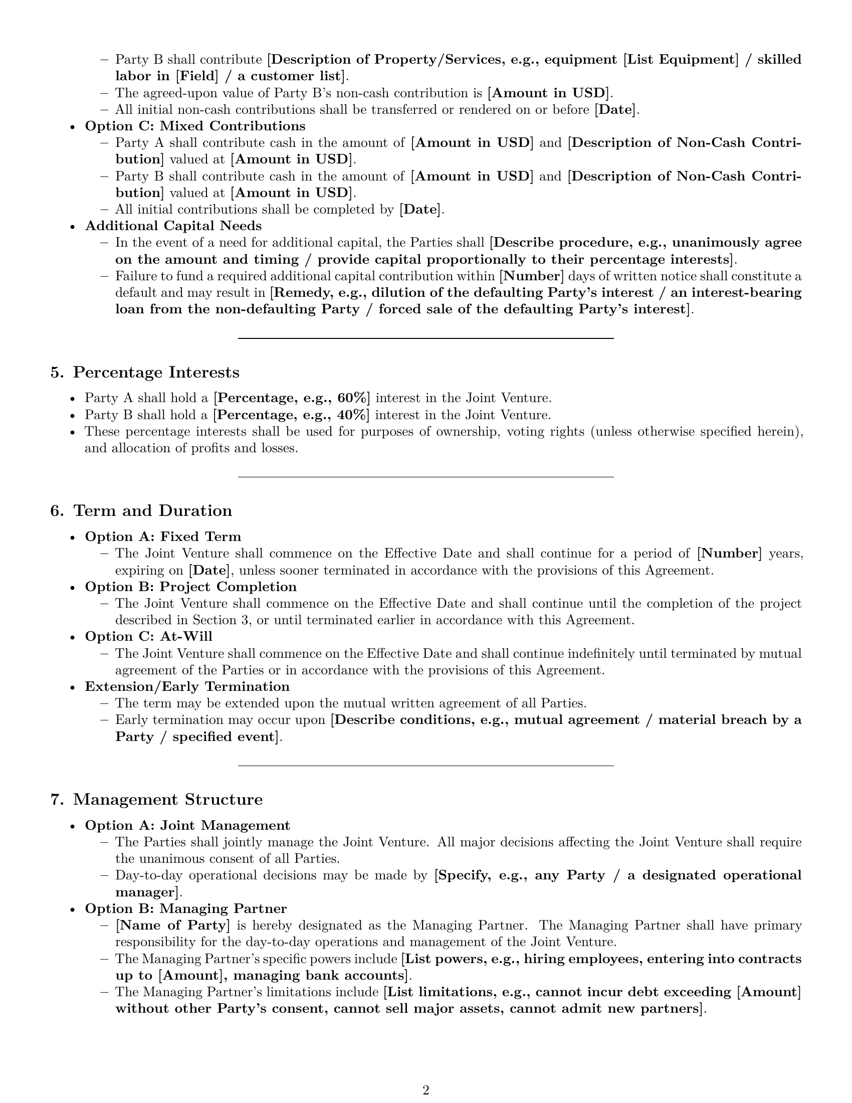 Preview page 2 of Pro Kansas joint venture agreement template