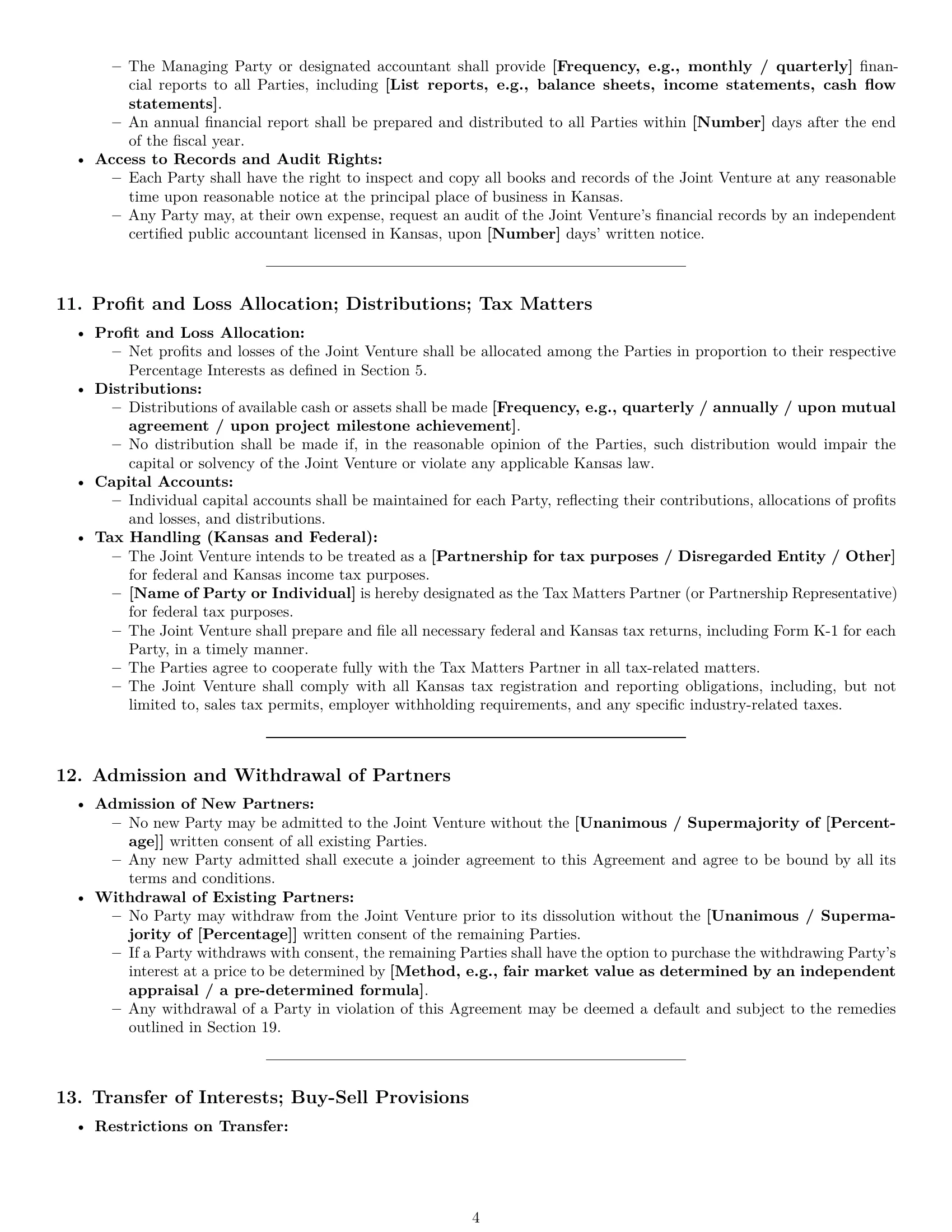 Preview page 4 of Pro Kansas joint venture agreement template