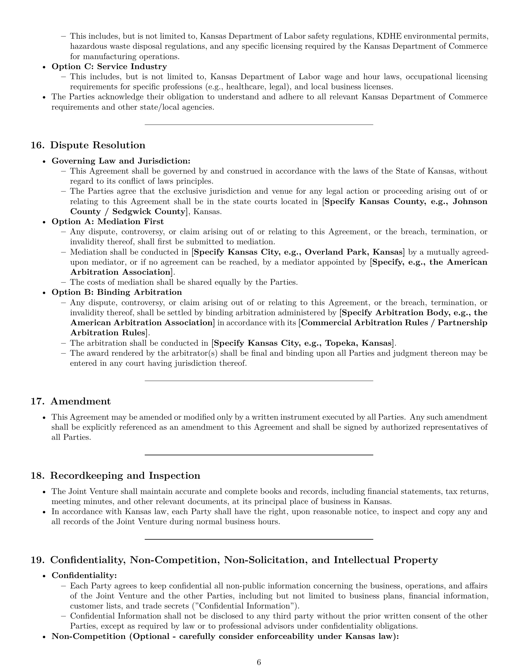 Preview page 6 of Pro Kansas joint venture agreement template