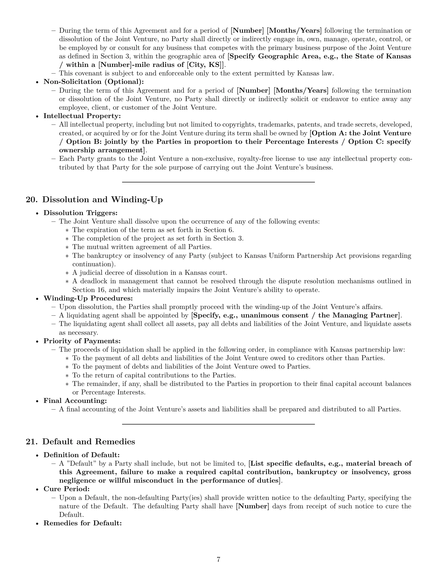 Preview page 7 of Pro Kansas joint venture agreement template