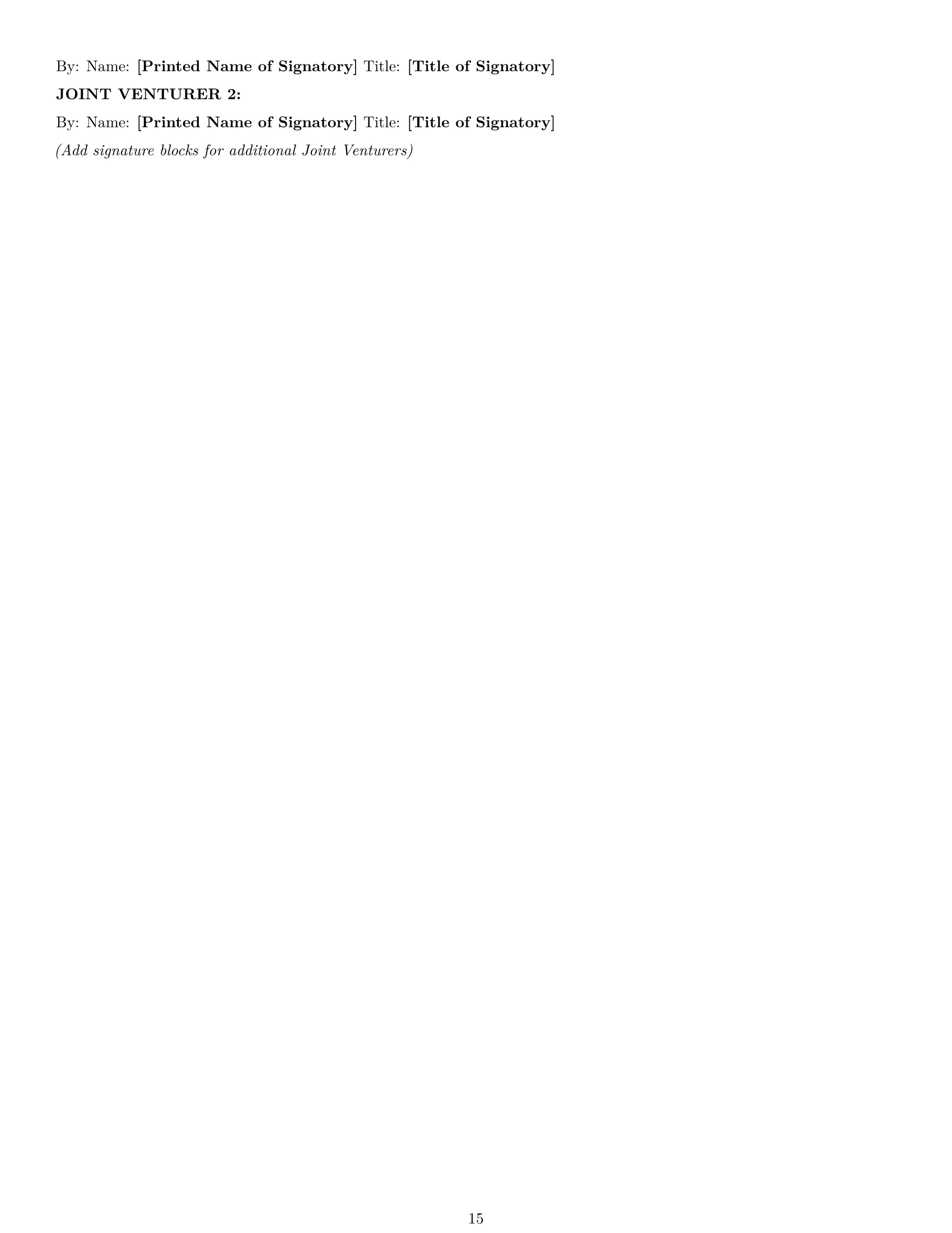Preview page 15 of Pro Kentucky joint venture agreement template