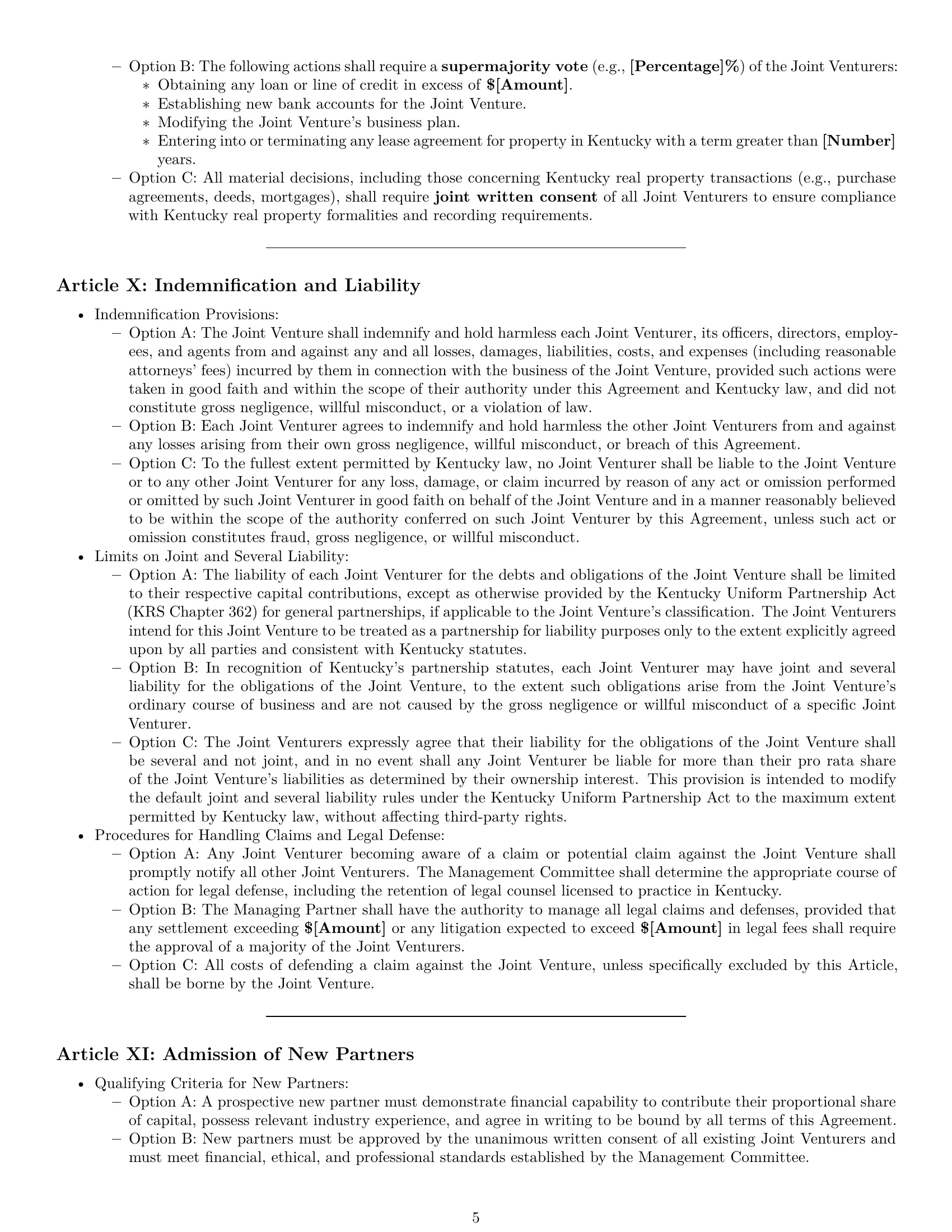 Preview page 5 of Pro Kentucky joint venture agreement template