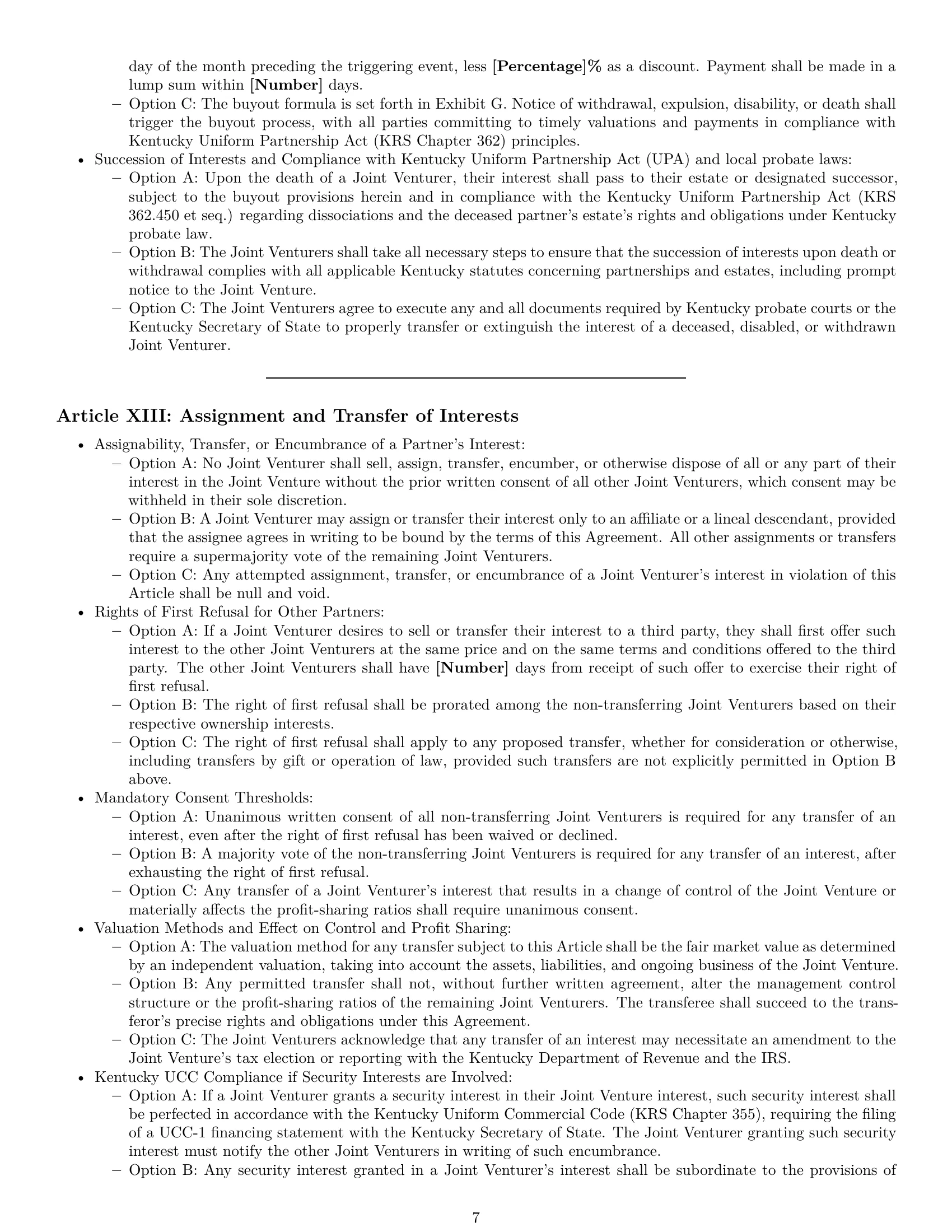 Preview page 7 of Pro Kentucky joint venture agreement template