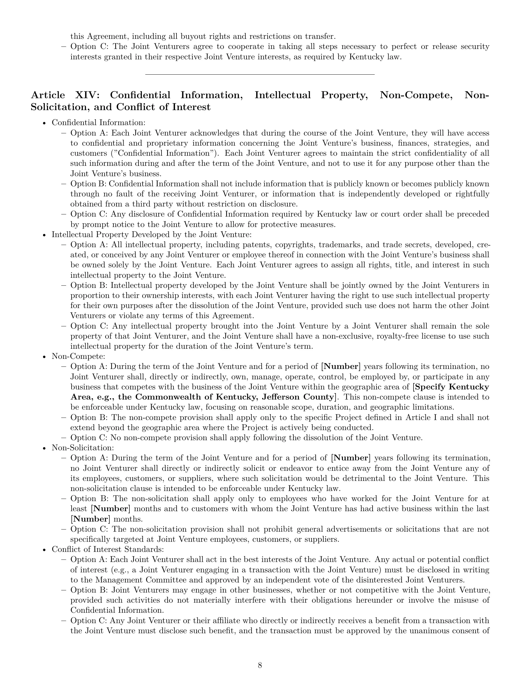 Preview page 8 of Pro Kentucky joint venture agreement template