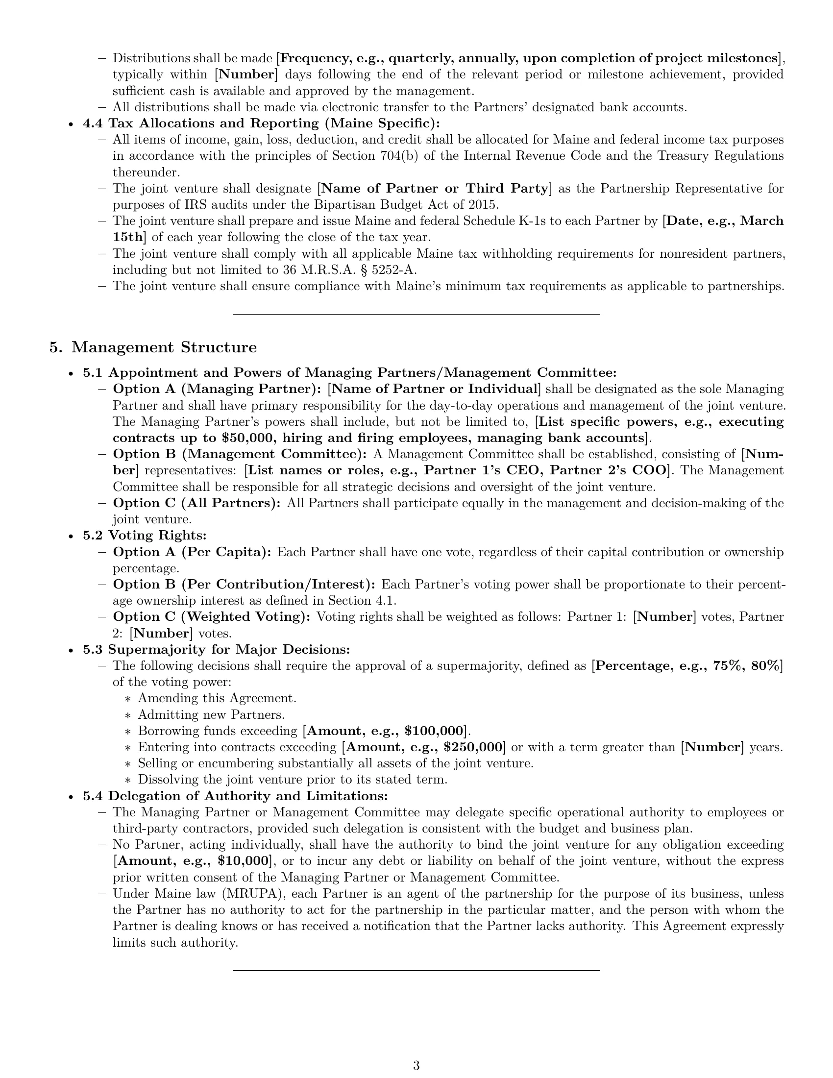 Preview page 3 of Pro Maine joint venture agreement template