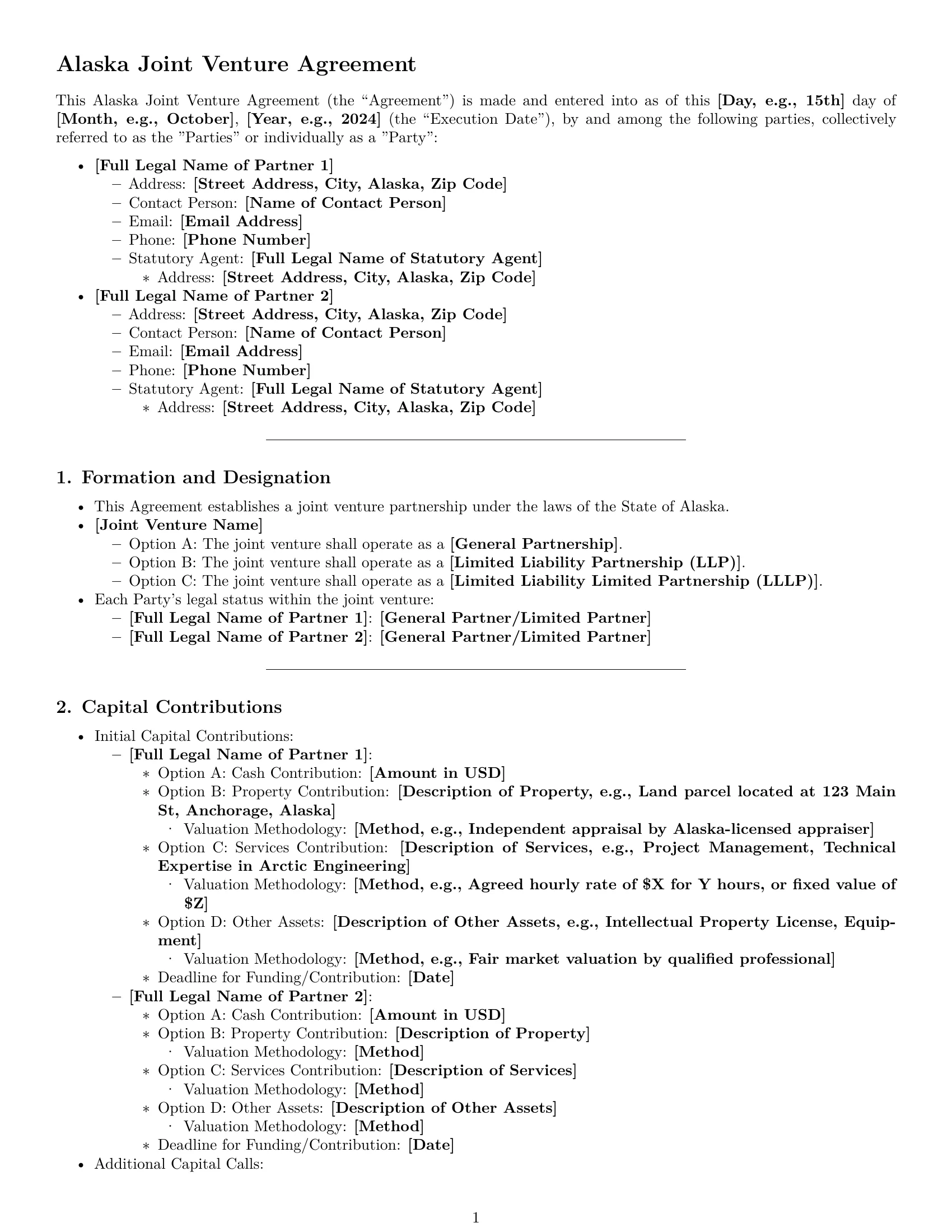 Preview page 1 of Pro Alaska joint venture agreement template