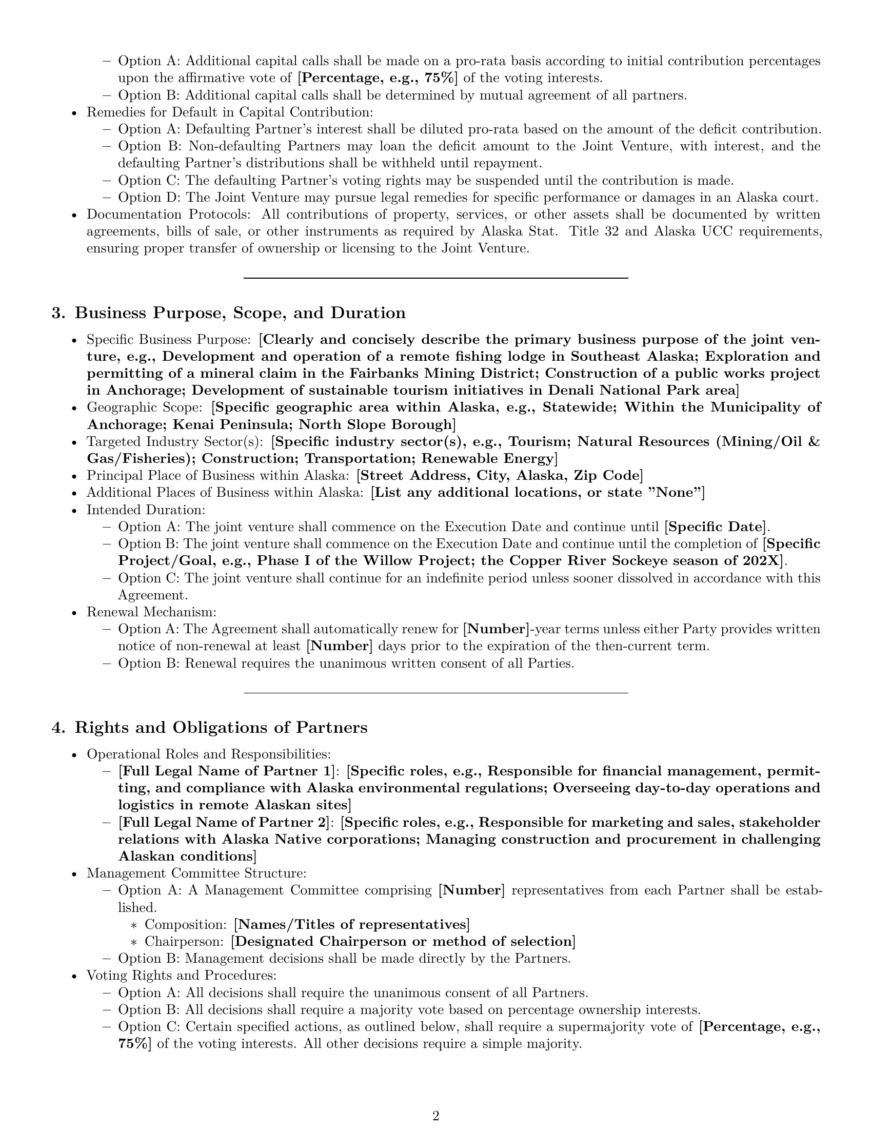 Preview page 2 of Pro Alaska joint venture agreement template