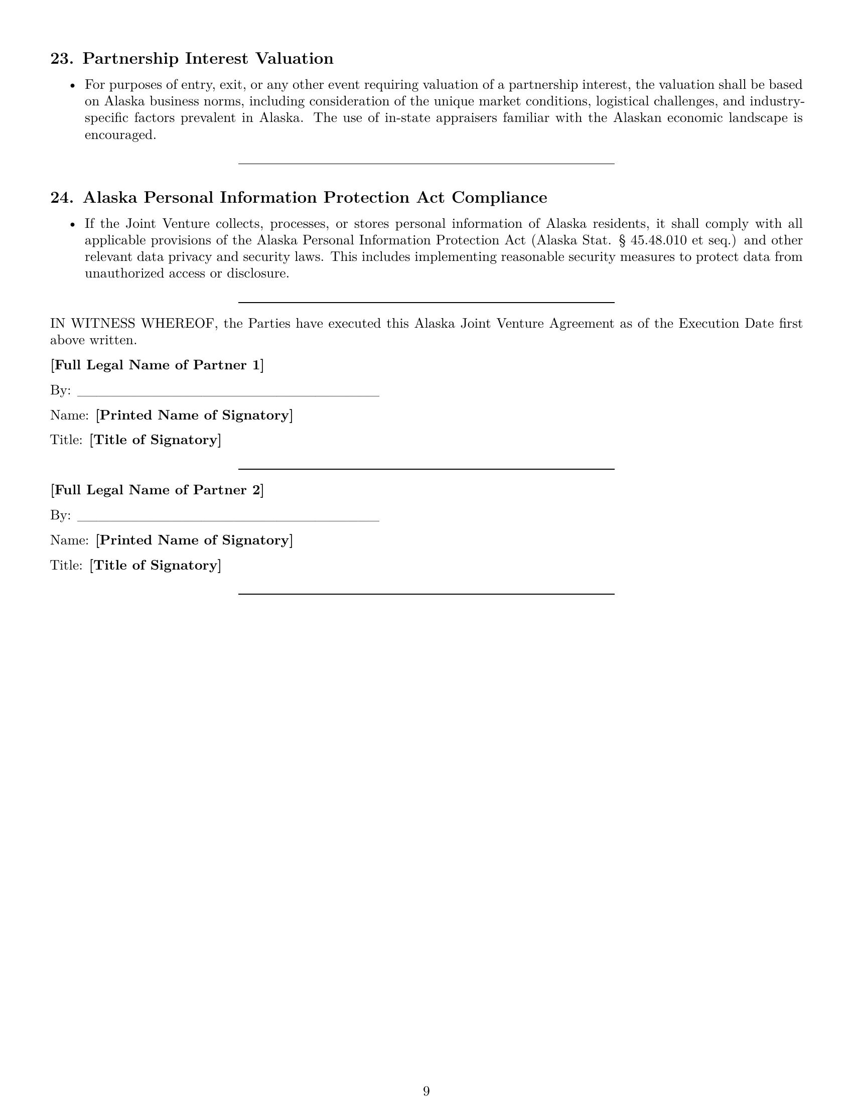 Preview page 9 of Pro Alaska joint venture agreement template