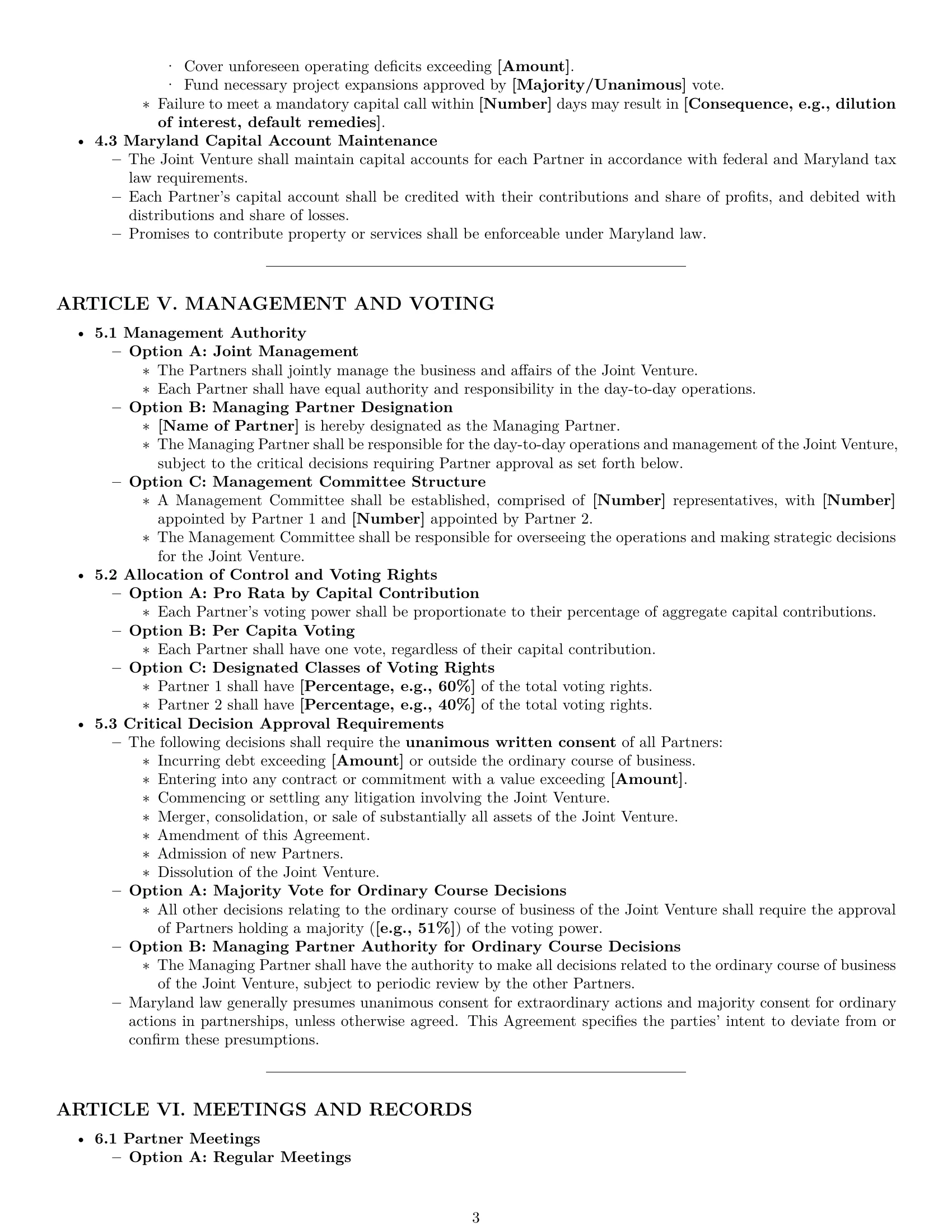 Preview page 3 of Pro Maryland joint venture agreement template