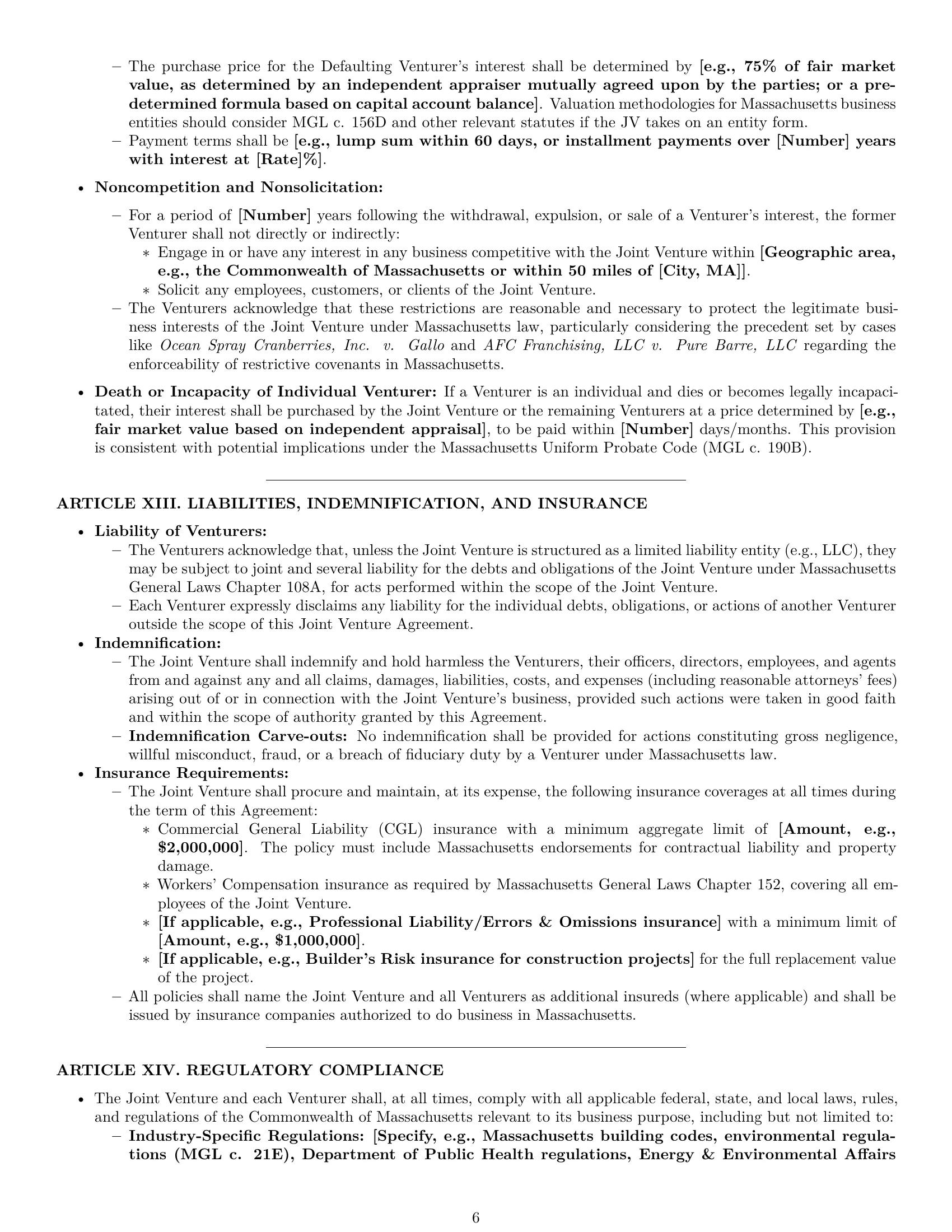 Preview page 6 of Pro Massachusetts joint venture agreement template