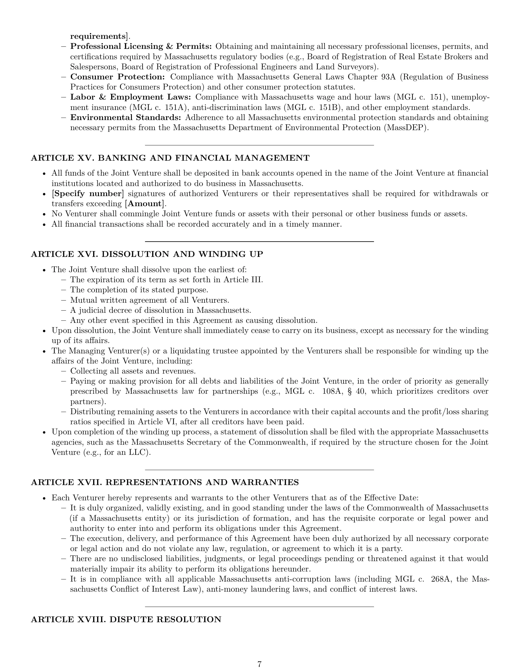 Preview page 7 of Pro Massachusetts joint venture agreement template