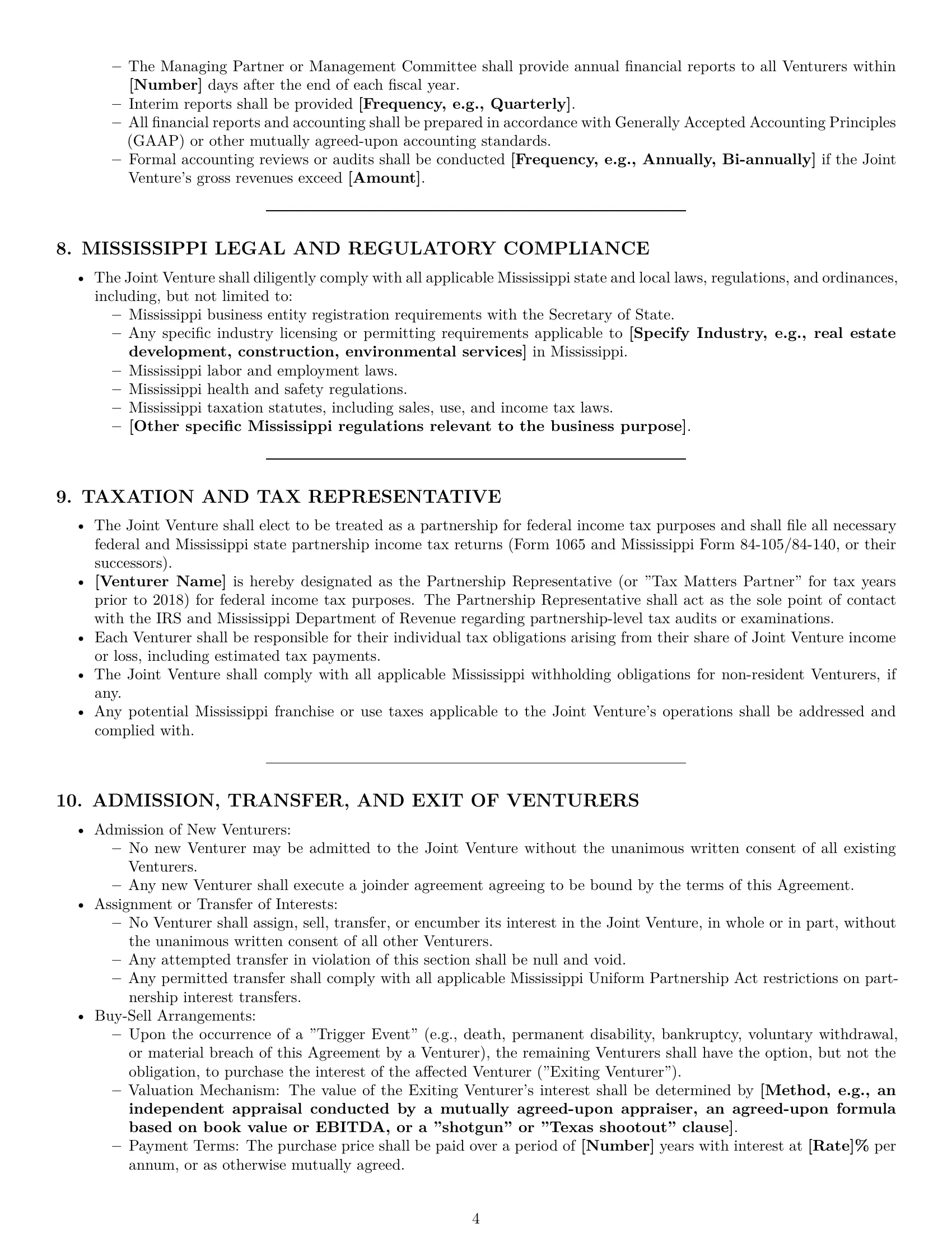 Preview page 4 of Pro Mississippi joint venture agreement template