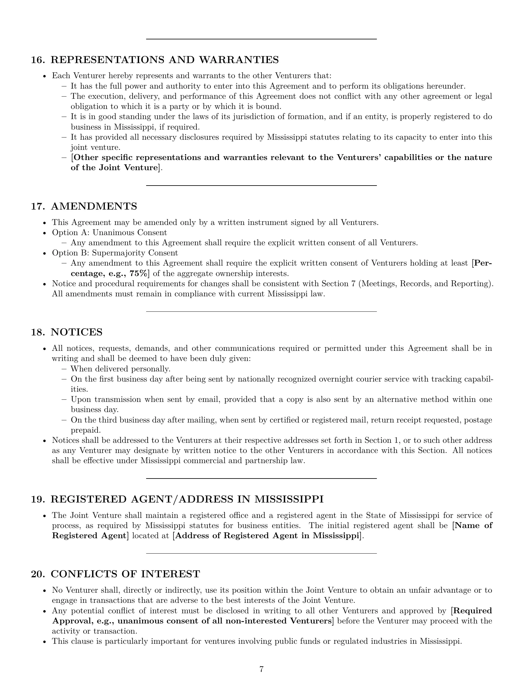 Preview page 7 of Pro Mississippi joint venture agreement template