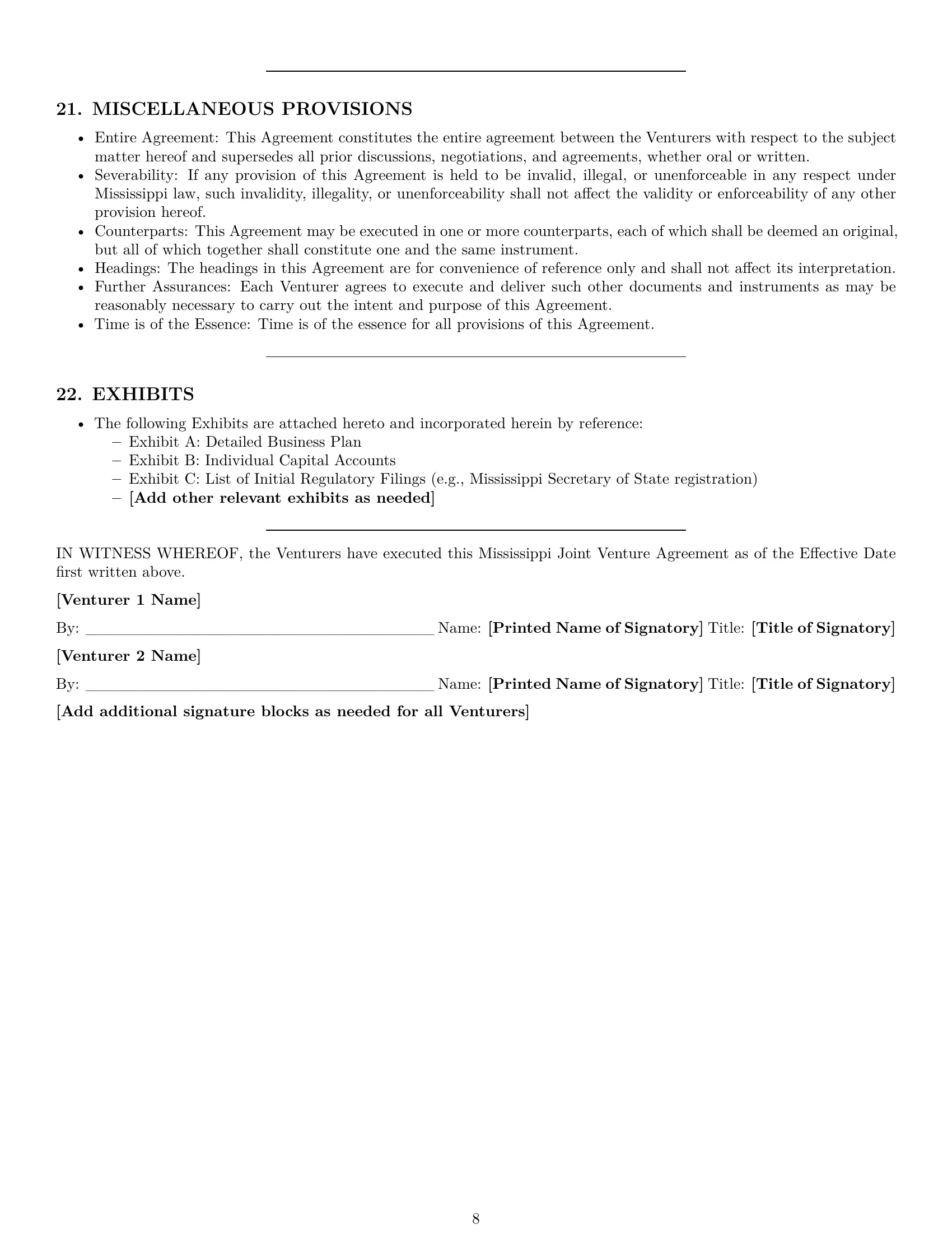Preview page 8 of Pro Mississippi joint venture agreement template