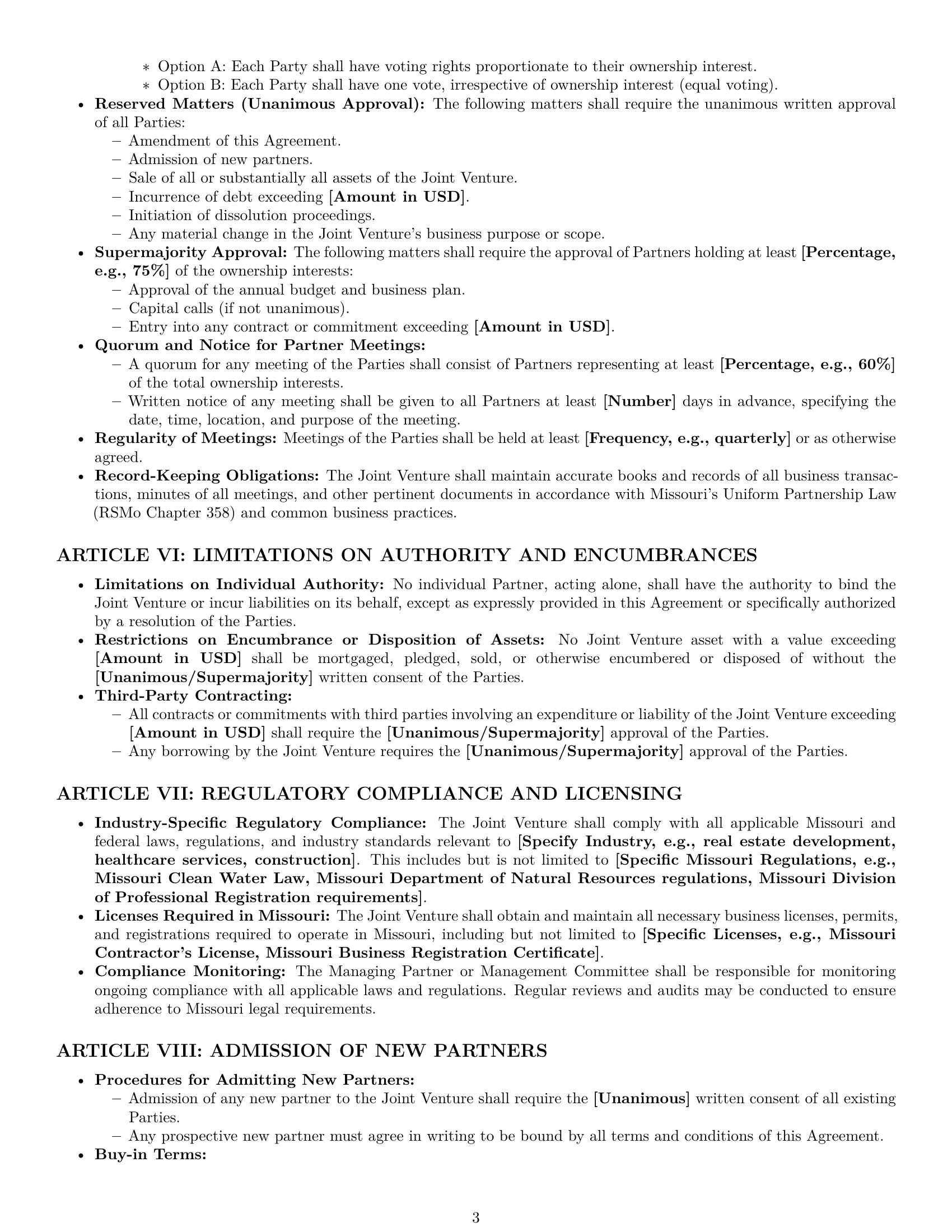 Preview page 3 of Pro Missouri joint venture agreement template
