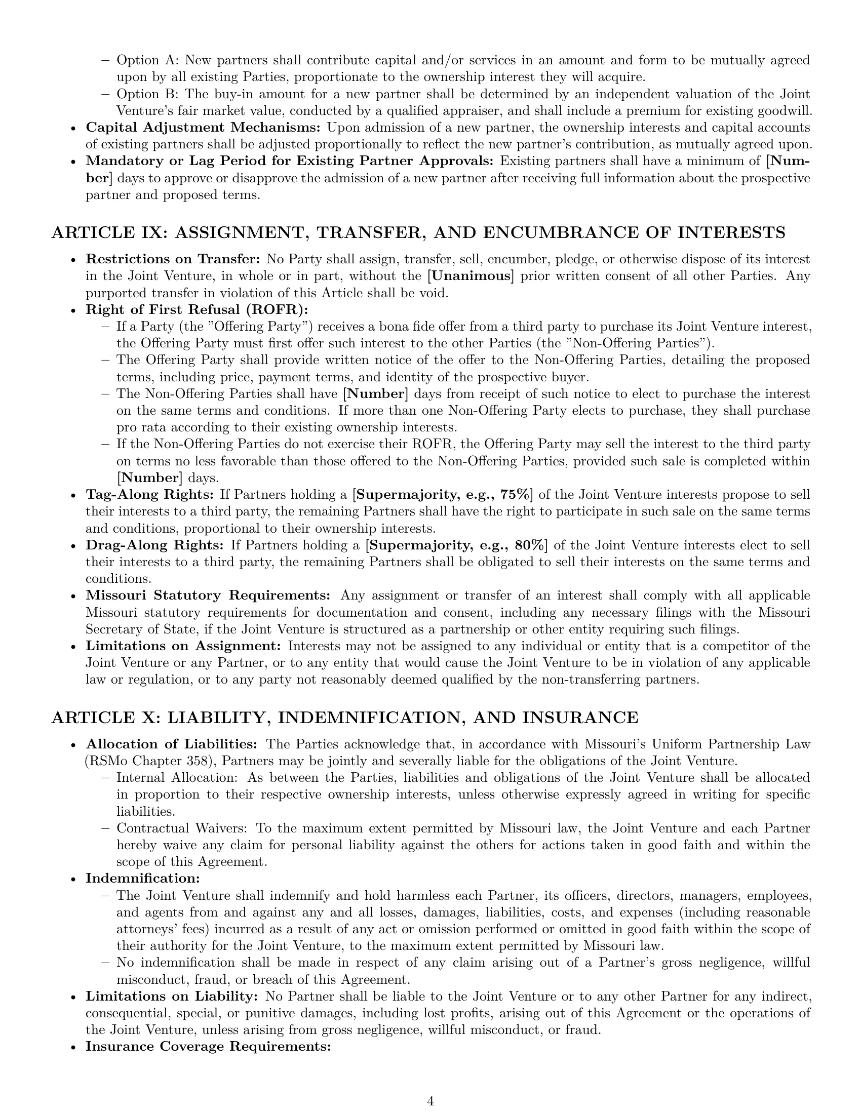 Preview page 4 of Pro Missouri joint venture agreement template