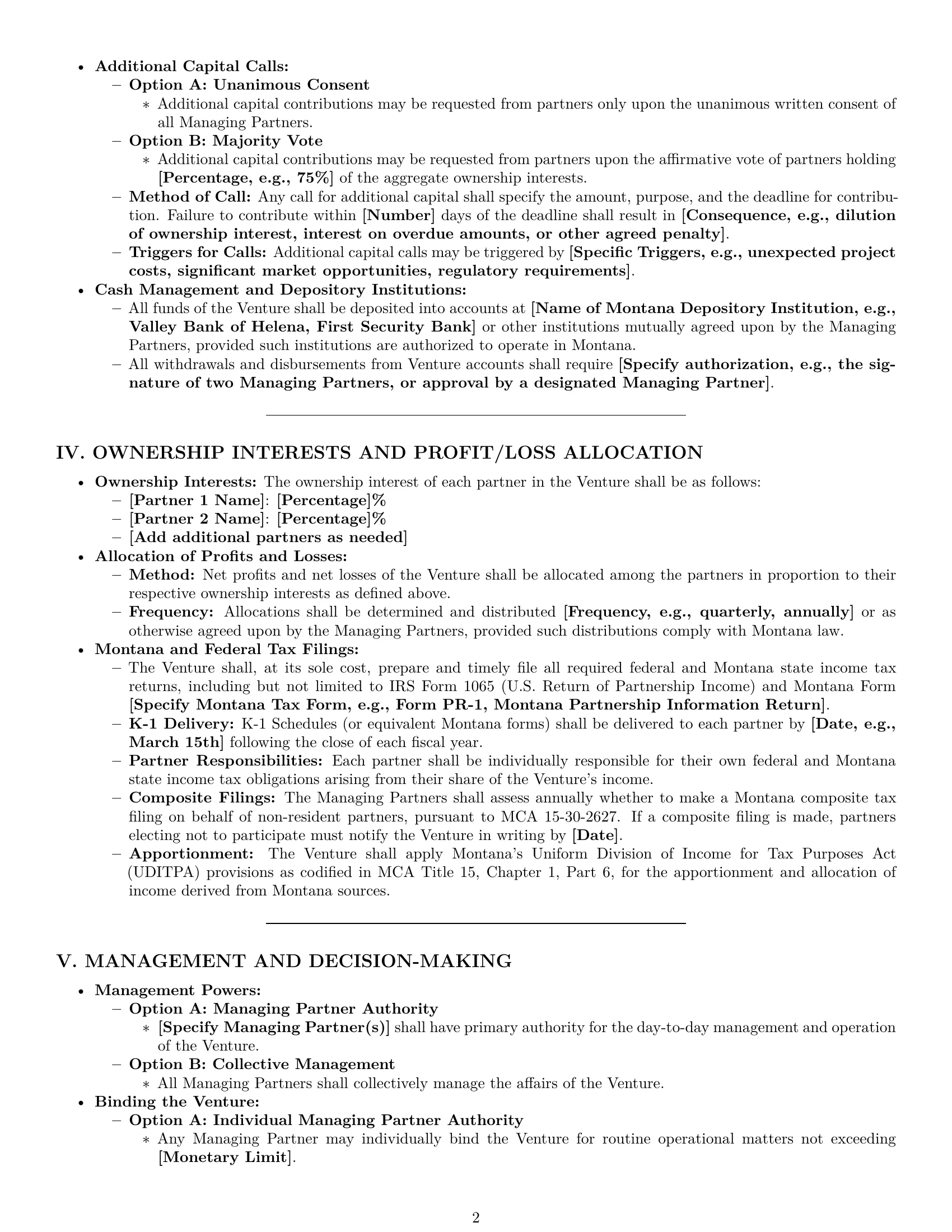 Preview page 2 of Pro Montana joint venture agreement template