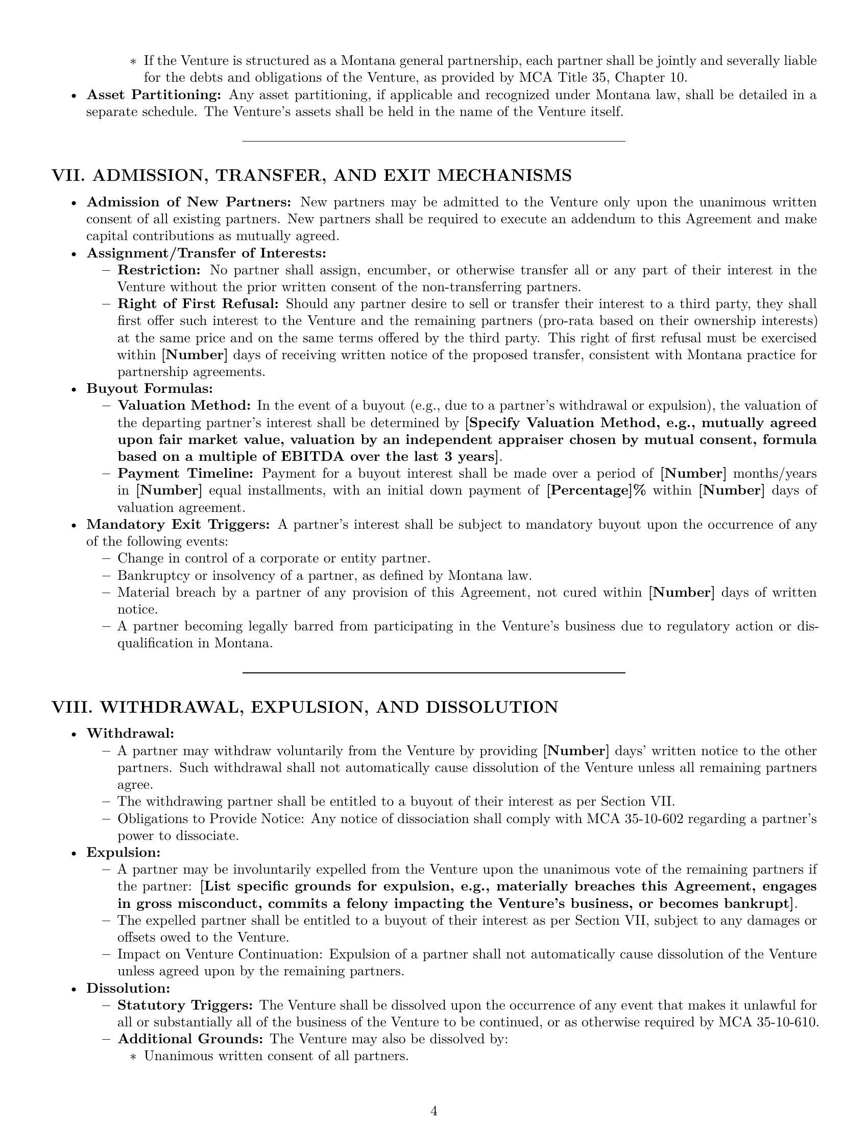 Preview page 4 of Pro Montana joint venture agreement template
