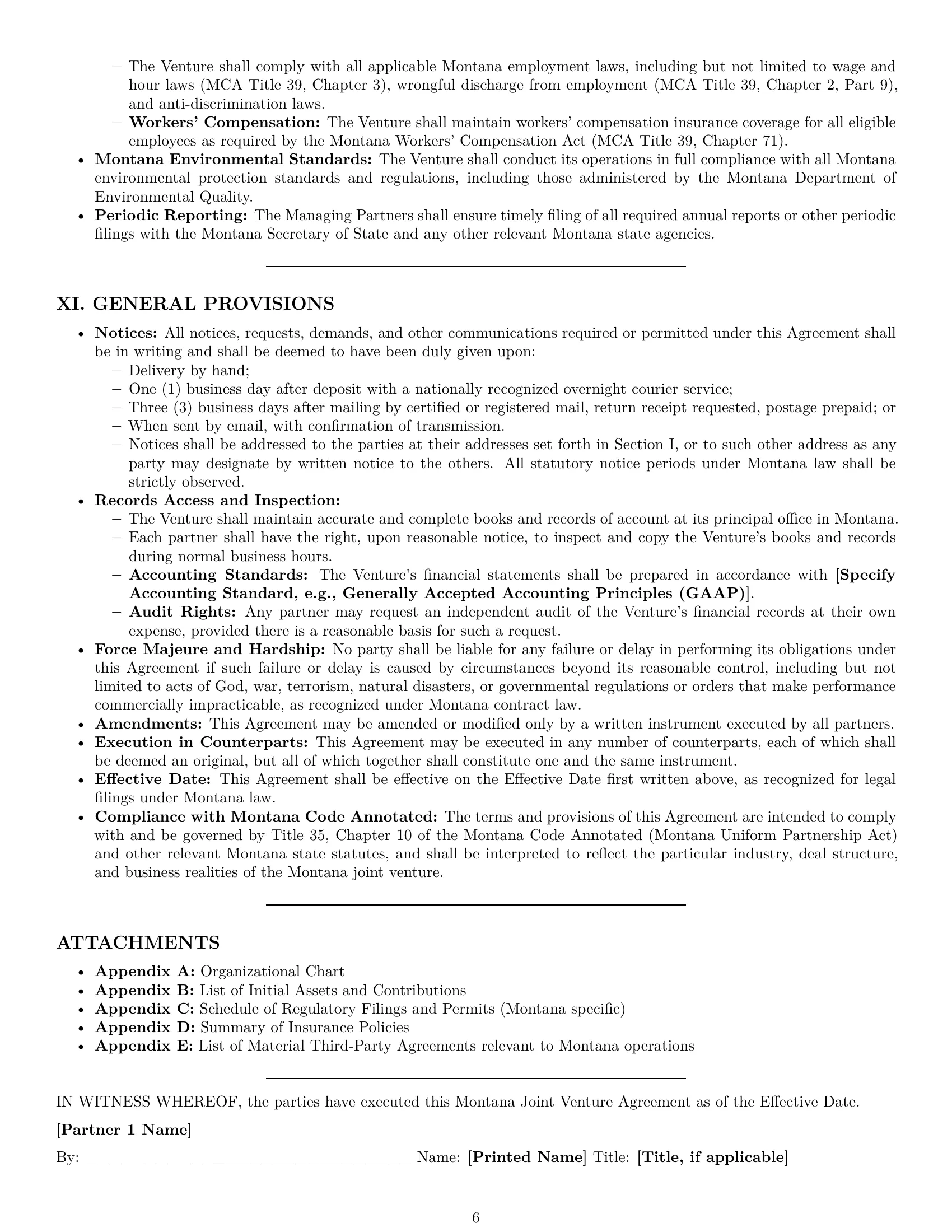 Preview page 6 of Pro Montana joint venture agreement template