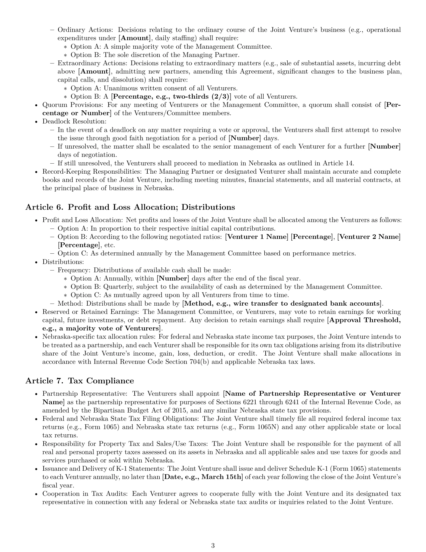 Preview page 3 of Pro Nebraska joint venture agreement template