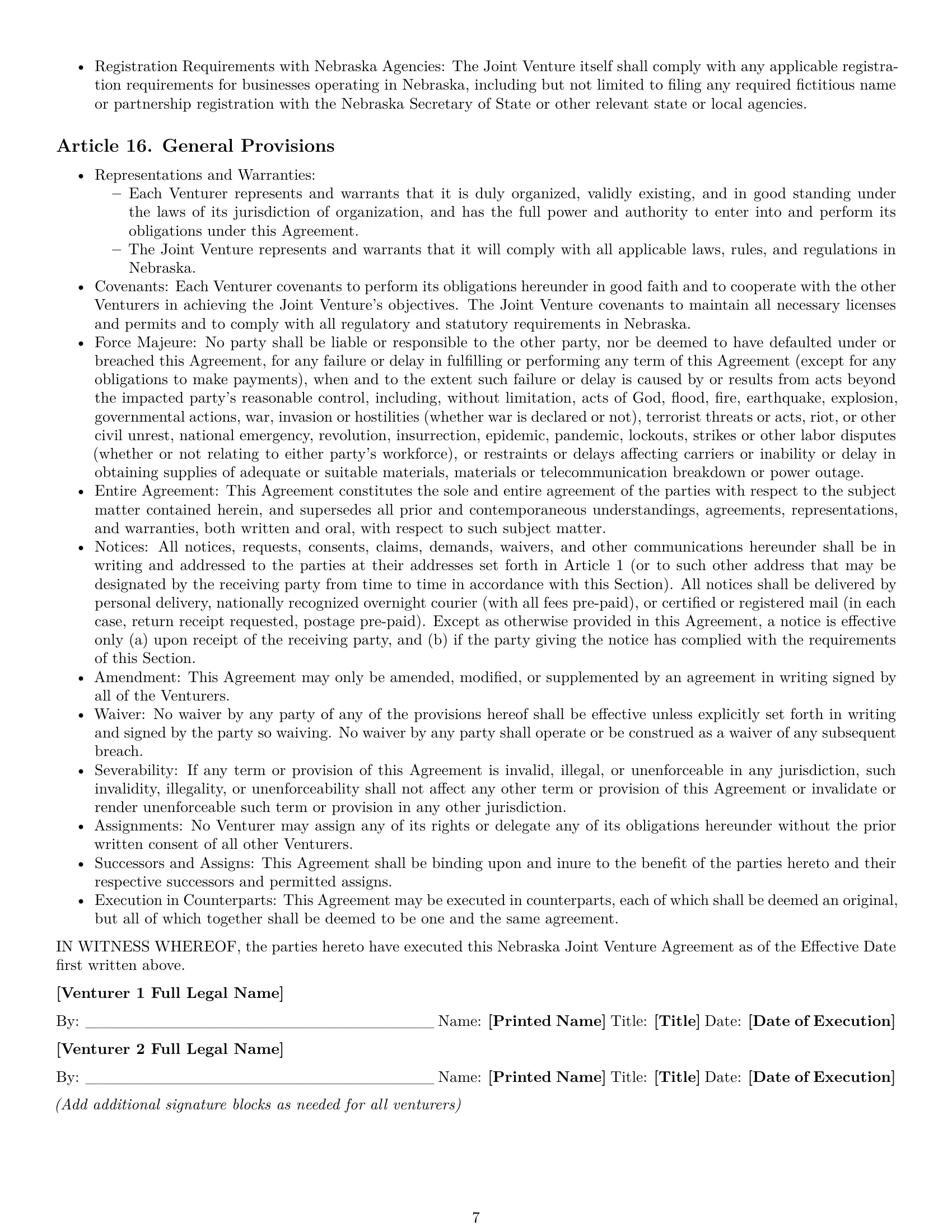 Preview page 7 of Pro Nebraska joint venture agreement template