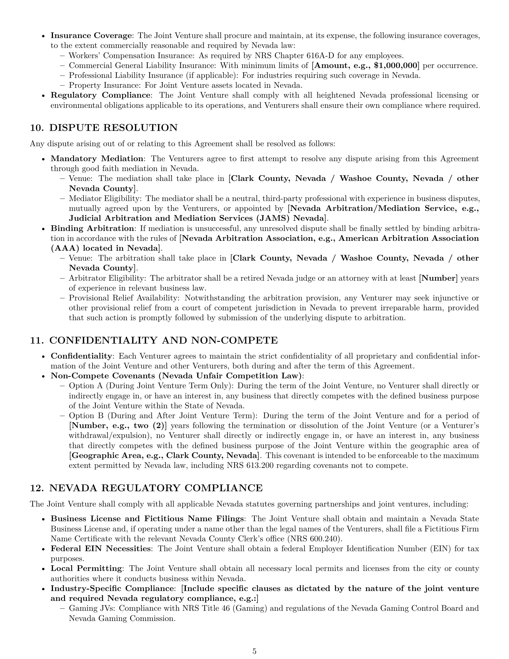 Preview page 5 of Pro Nevada joint venture agreement template