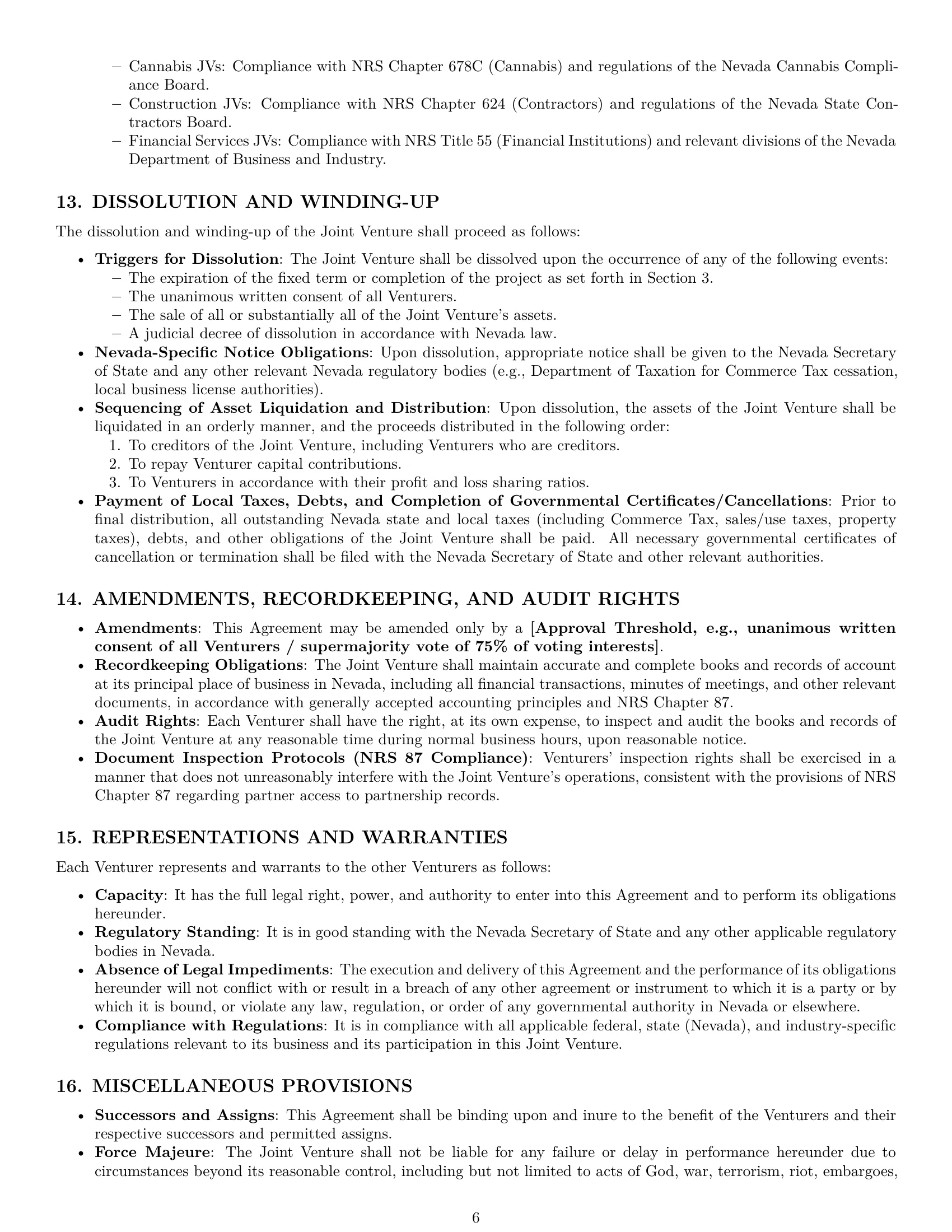 Preview page 6 of Pro Nevada joint venture agreement template