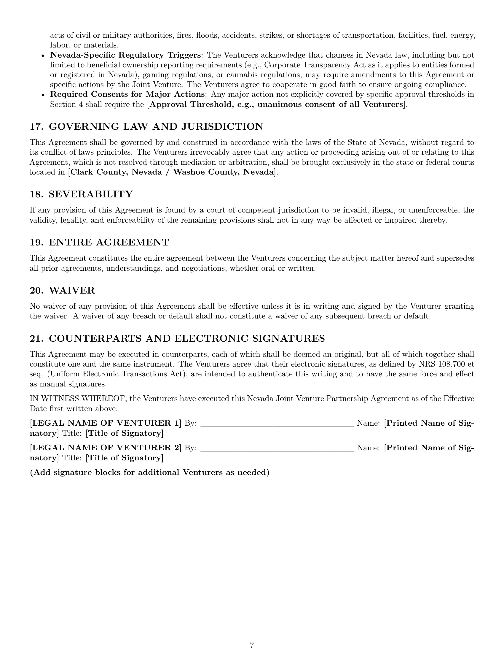 Preview page 7 of Pro Nevada joint venture agreement template