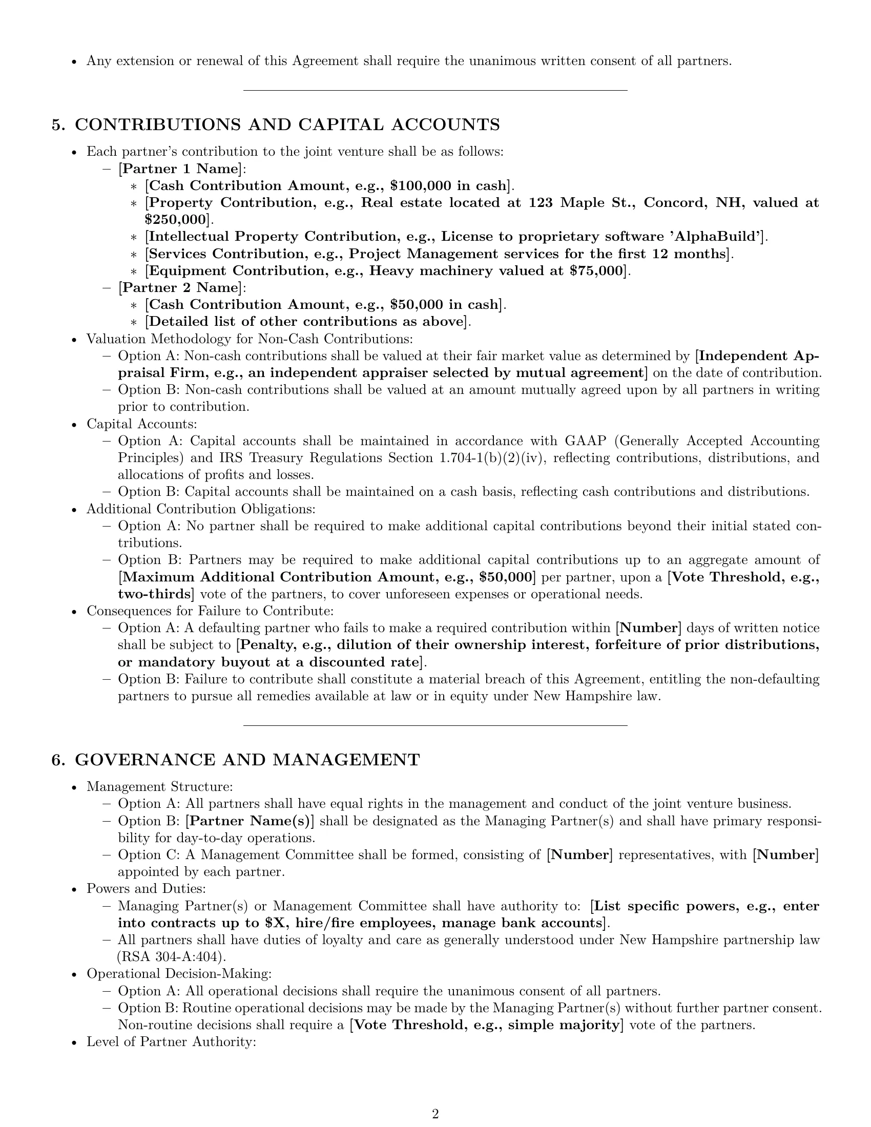 Preview page 2 of Pro New Hampshire joint venture agreement template
