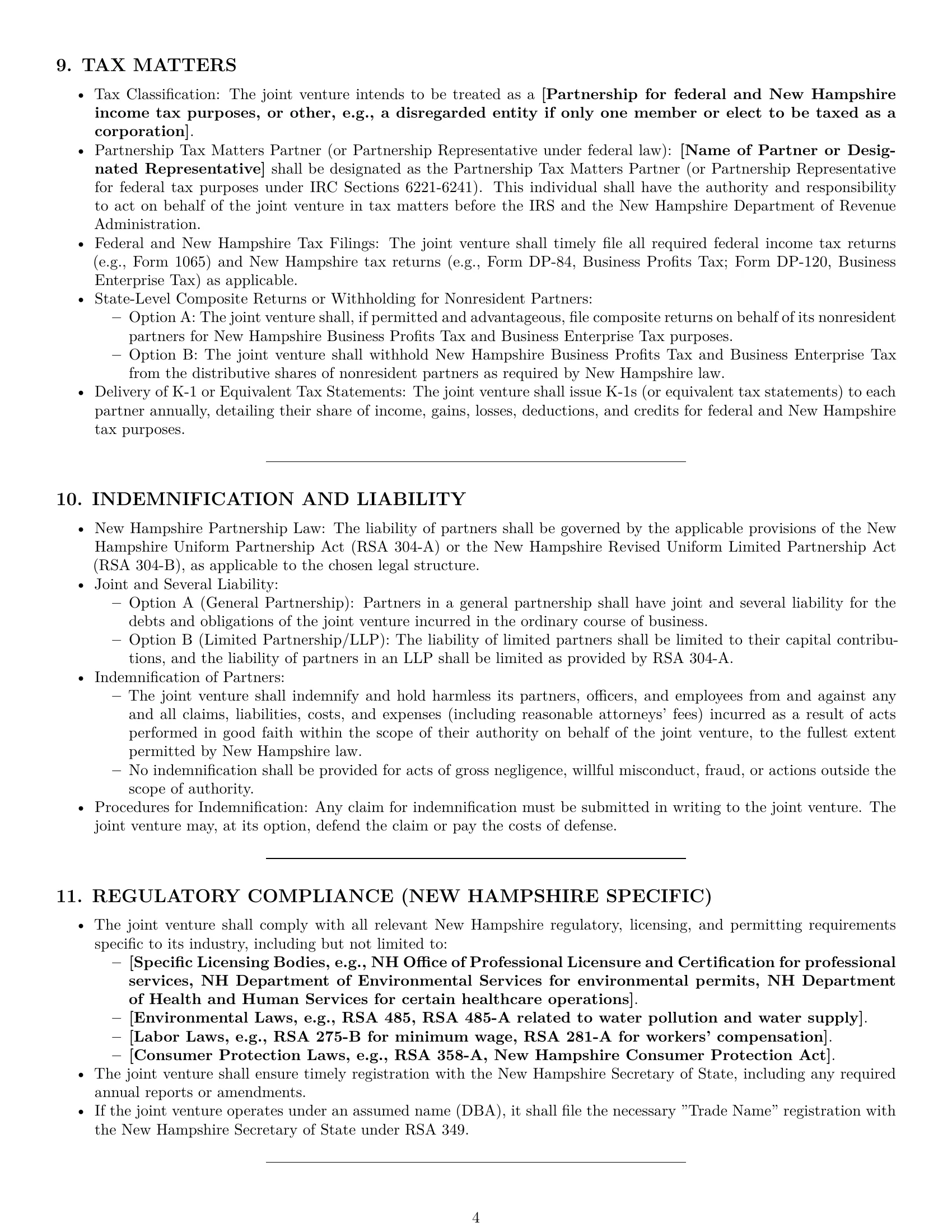 Preview page 4 of Pro New Hampshire joint venture agreement template