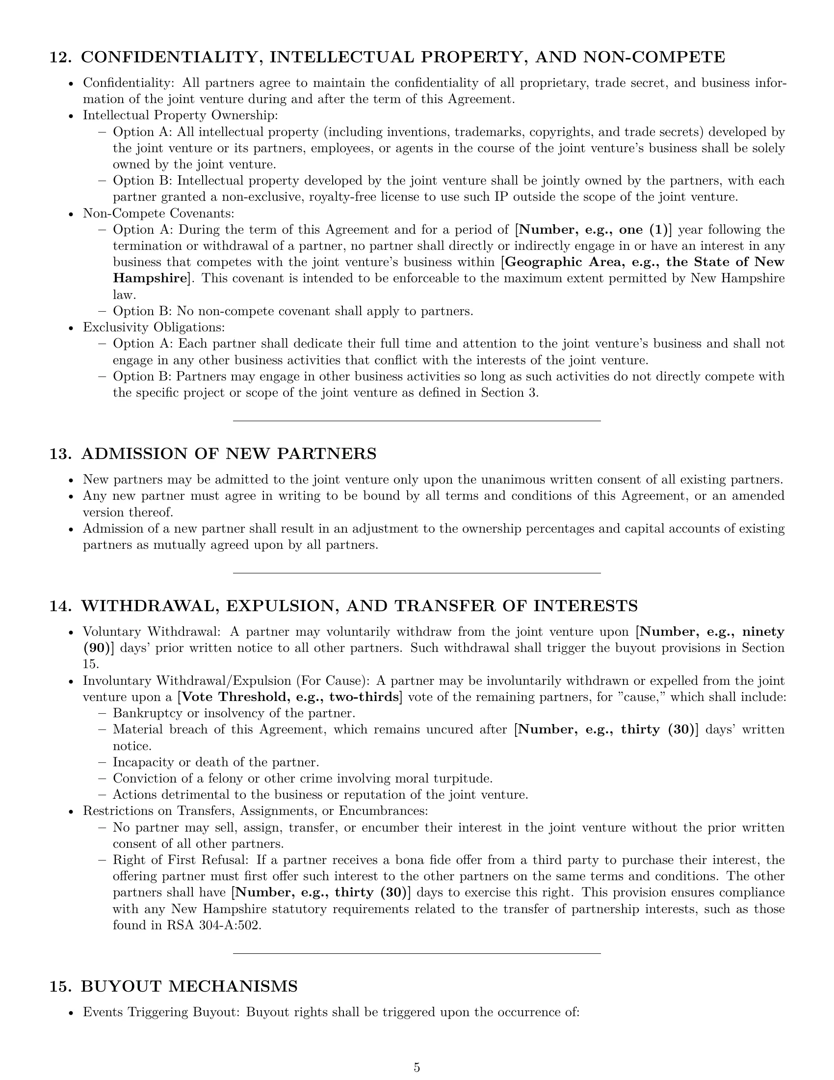 Preview page 5 of Pro New Hampshire joint venture agreement template