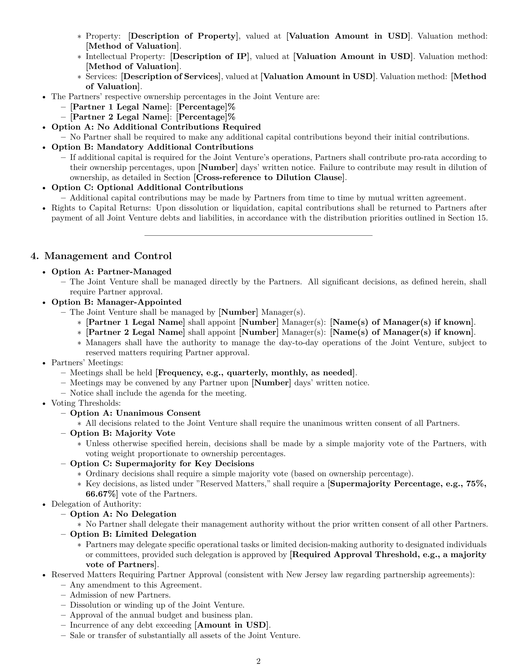 Preview page 2 of Pro New Jersey joint venture agreement template