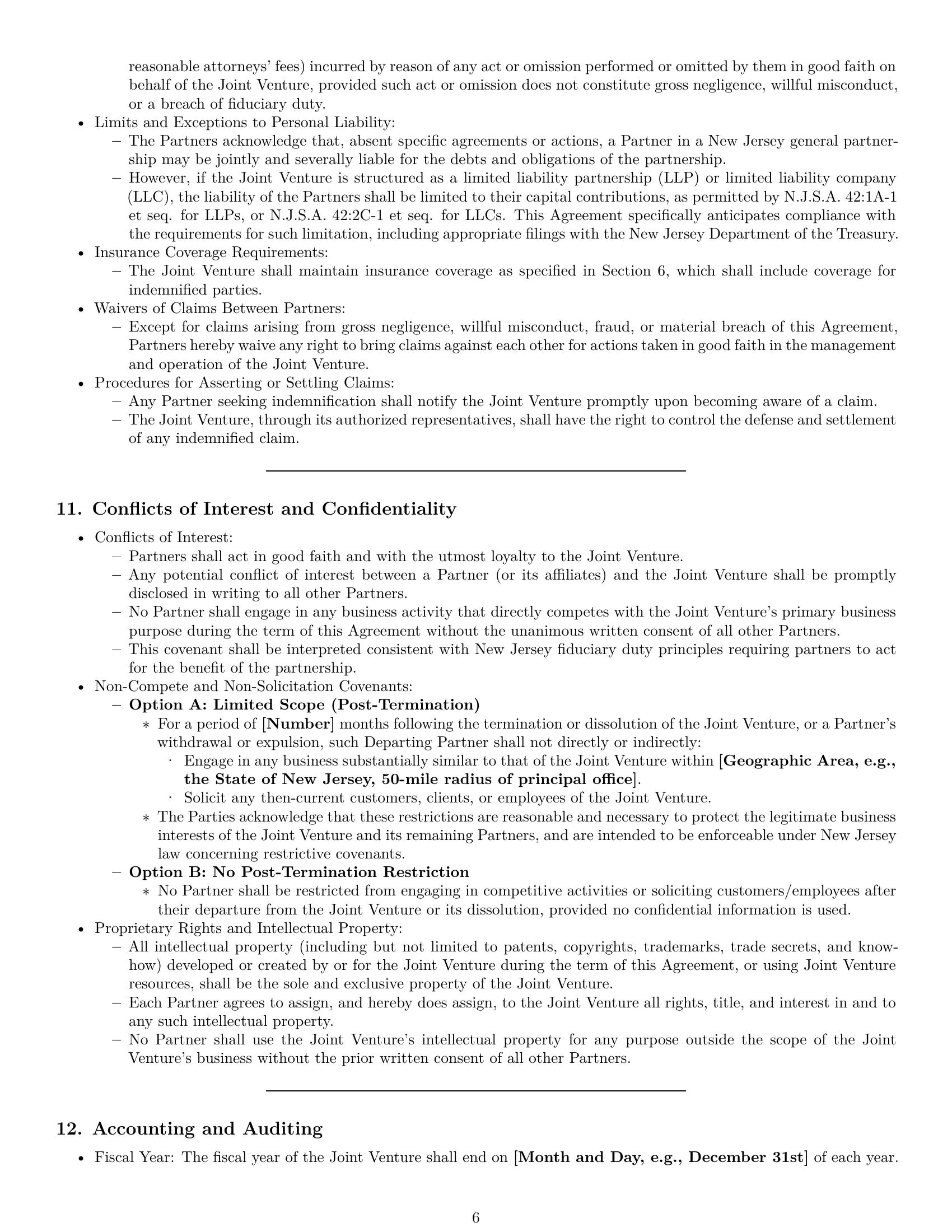 Preview page 6 of Pro New Jersey joint venture agreement template