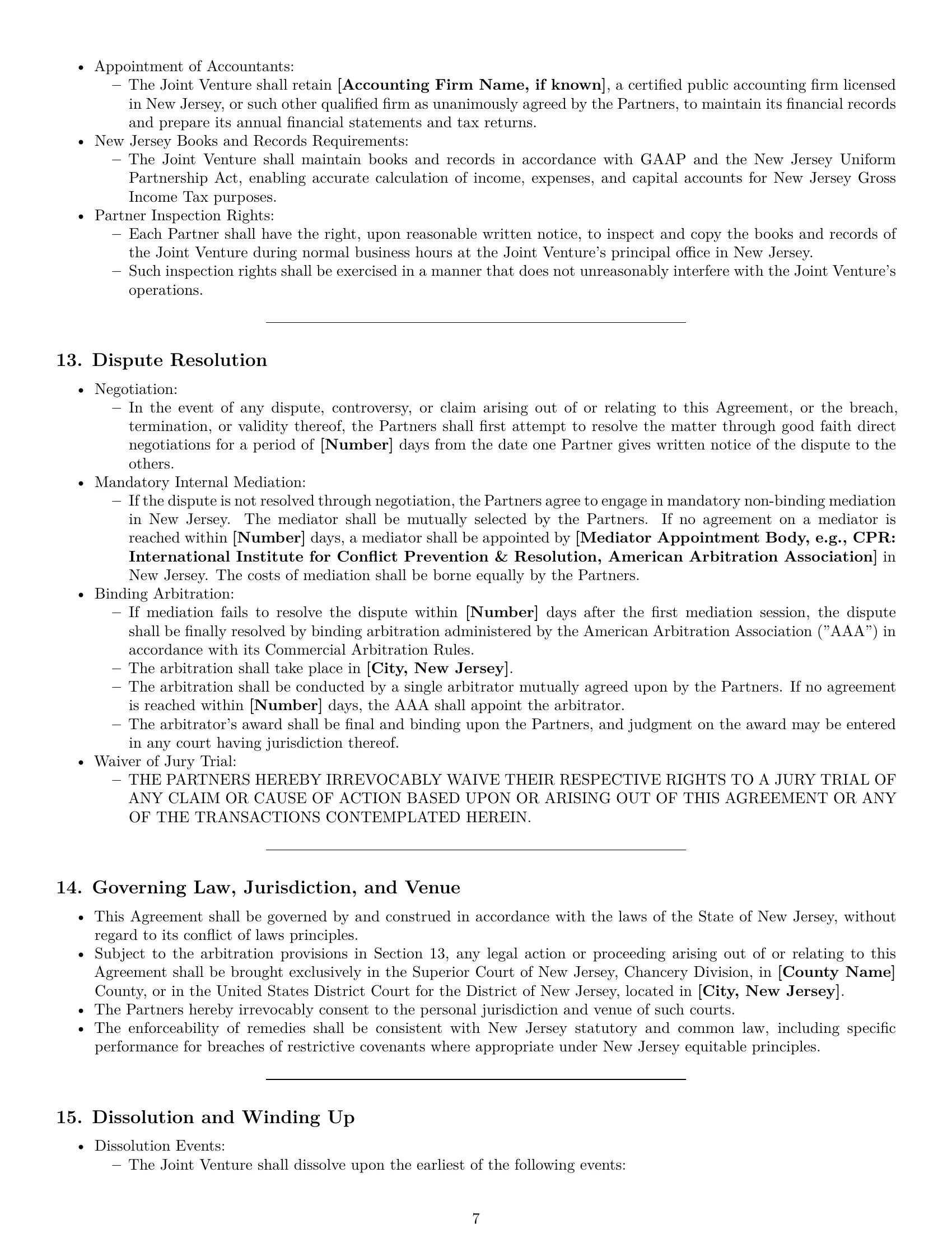 Preview page 7 of Pro New Jersey joint venture agreement template
