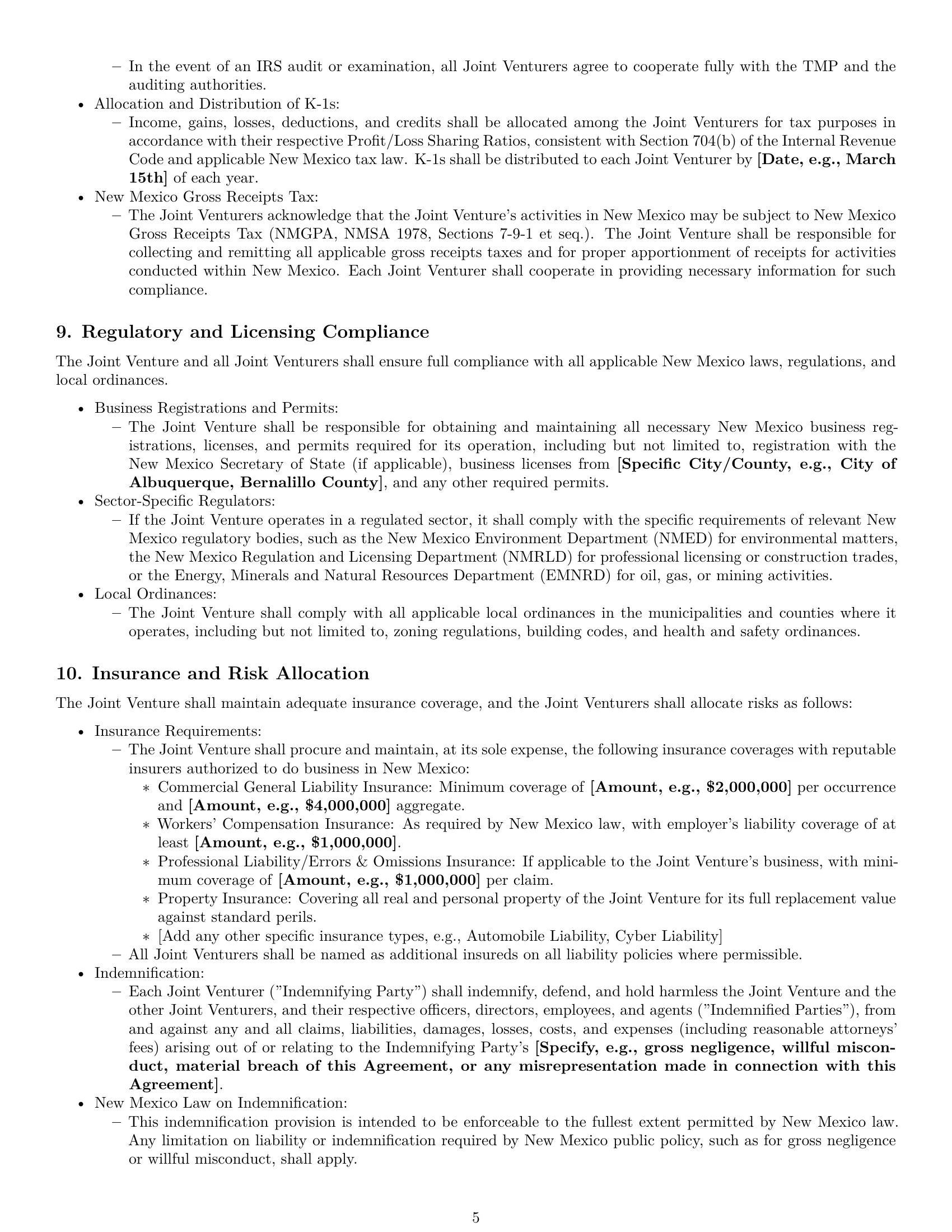 Preview page 5 of Pro New Mexico joint venture agreement template